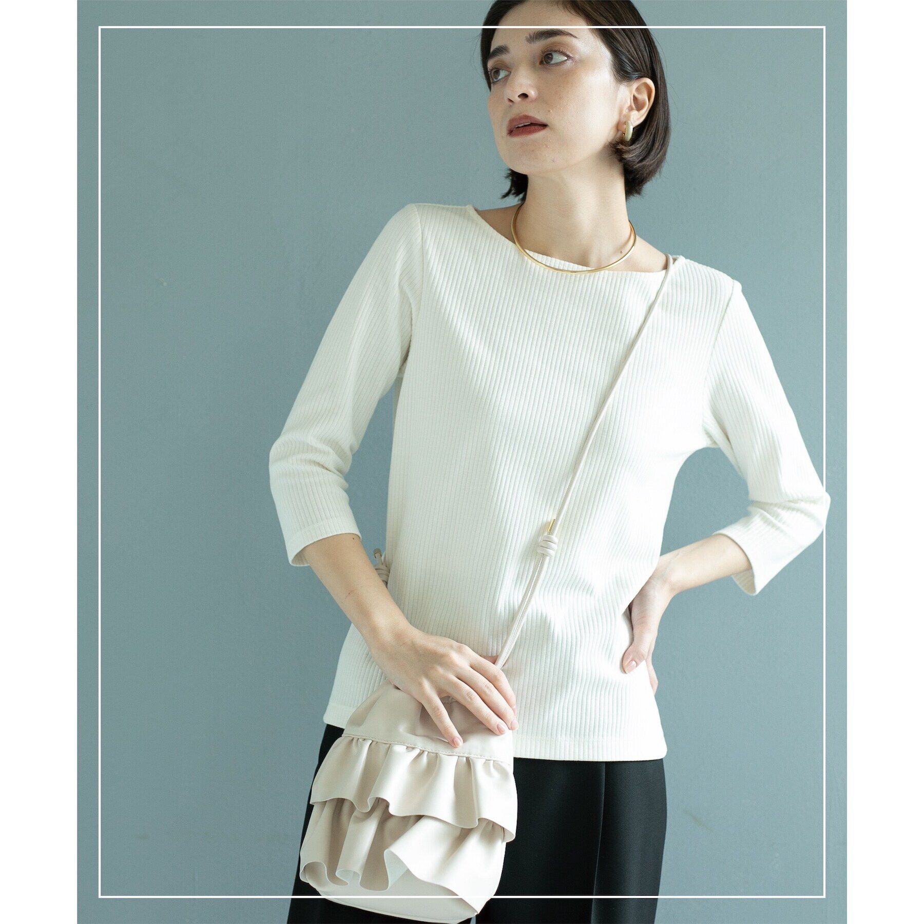 OPAQUE.CLIP「ボートネック7分袖カットソー【洗濯機洗い可】」|Tシャツ・カットソー|