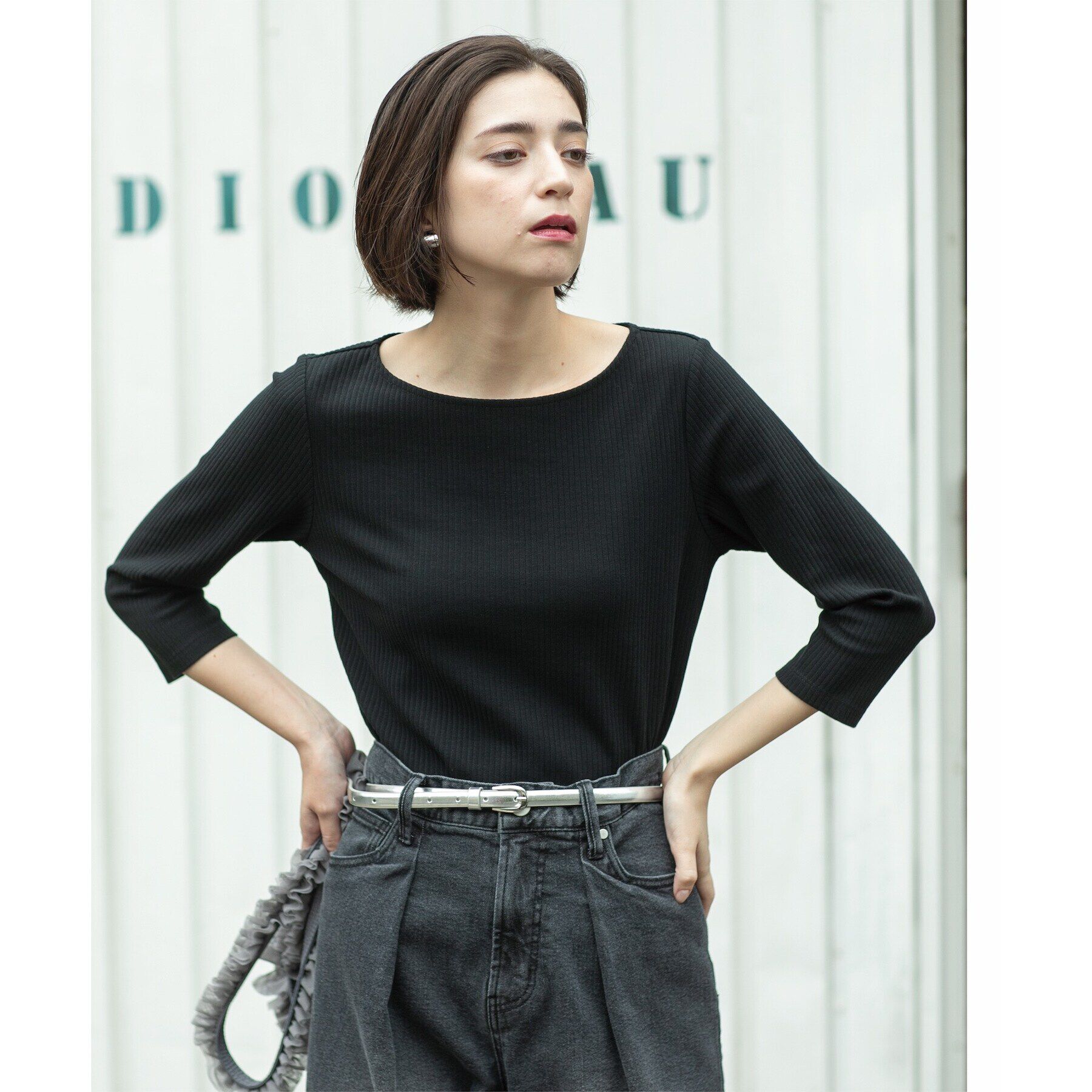 OPAQUE.CLIP「ボートネック7分袖カットソー【洗濯機洗い可】」|Tシャツ・カットソー|