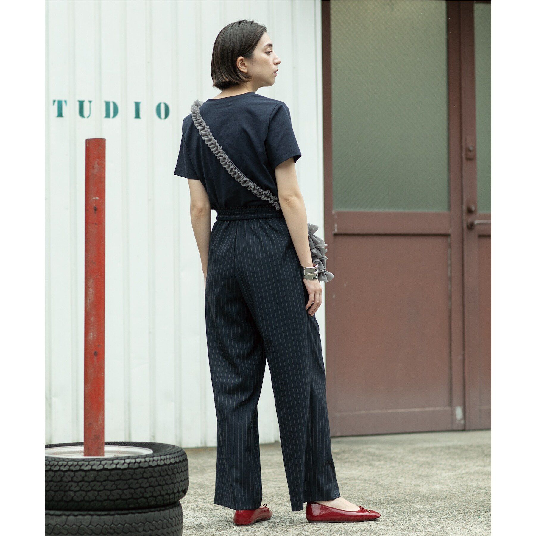 OPAQUE.CLIP「ピンストライプイージーワイドパンツ【洗濯機洗い可】」|その他|