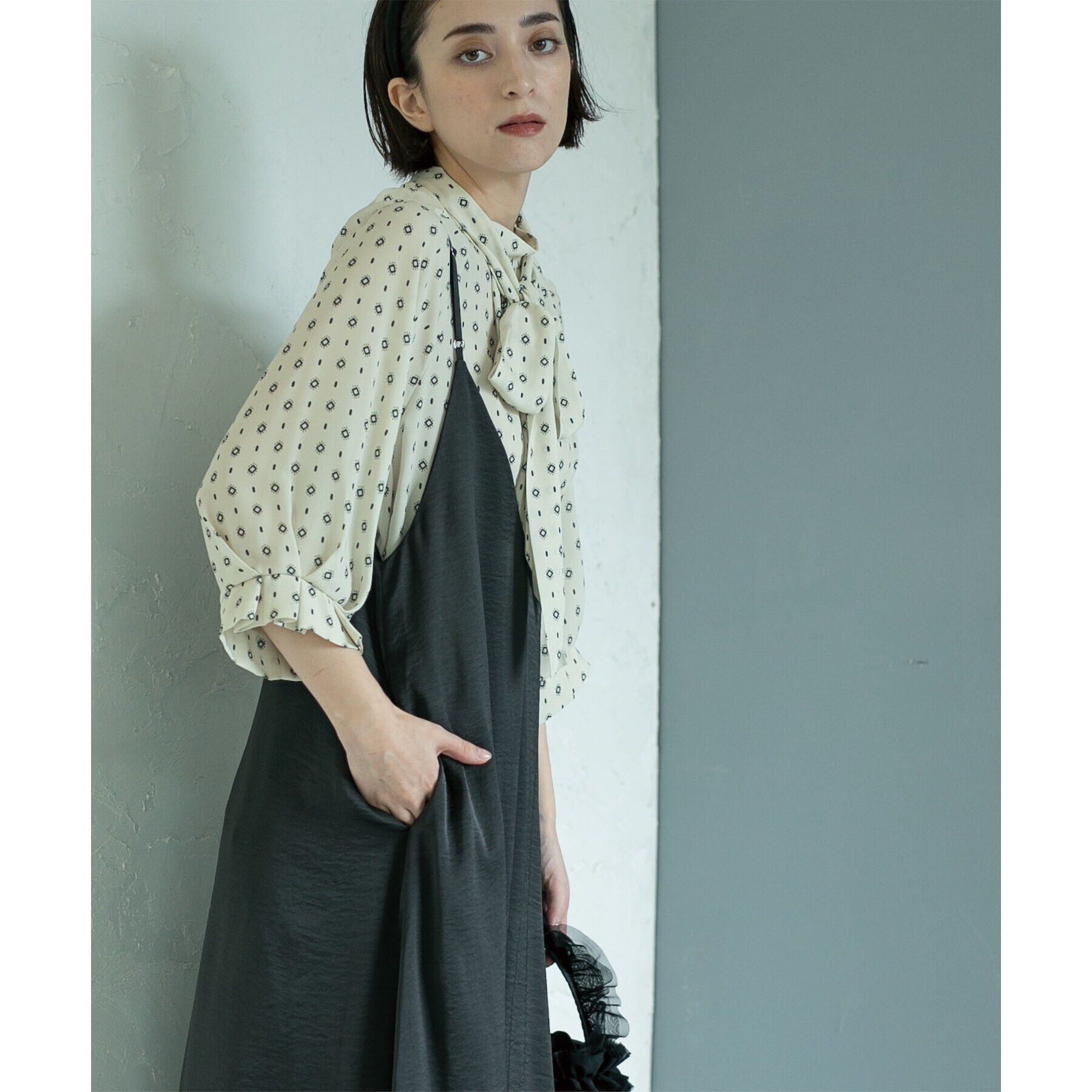 OPAQUE.CLIP「2WAY 柄プリントボウタイブラウス【洗濯機洗い可】」|シャツ・ブラウス|