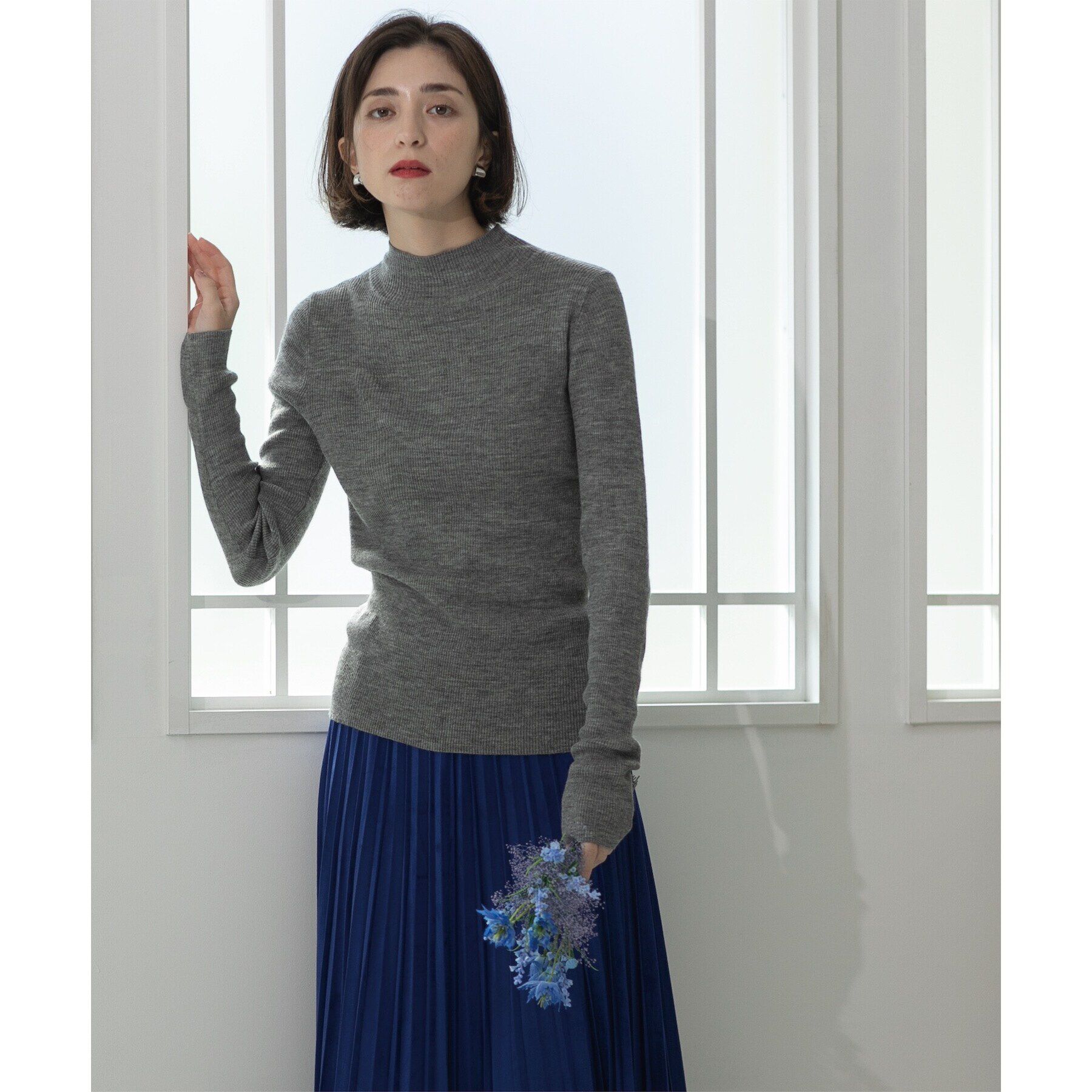 OPAQUE.CLIP「《5color》ハイネックシアーリブニット【洗濯機洗い可】」|ニット・セーター|