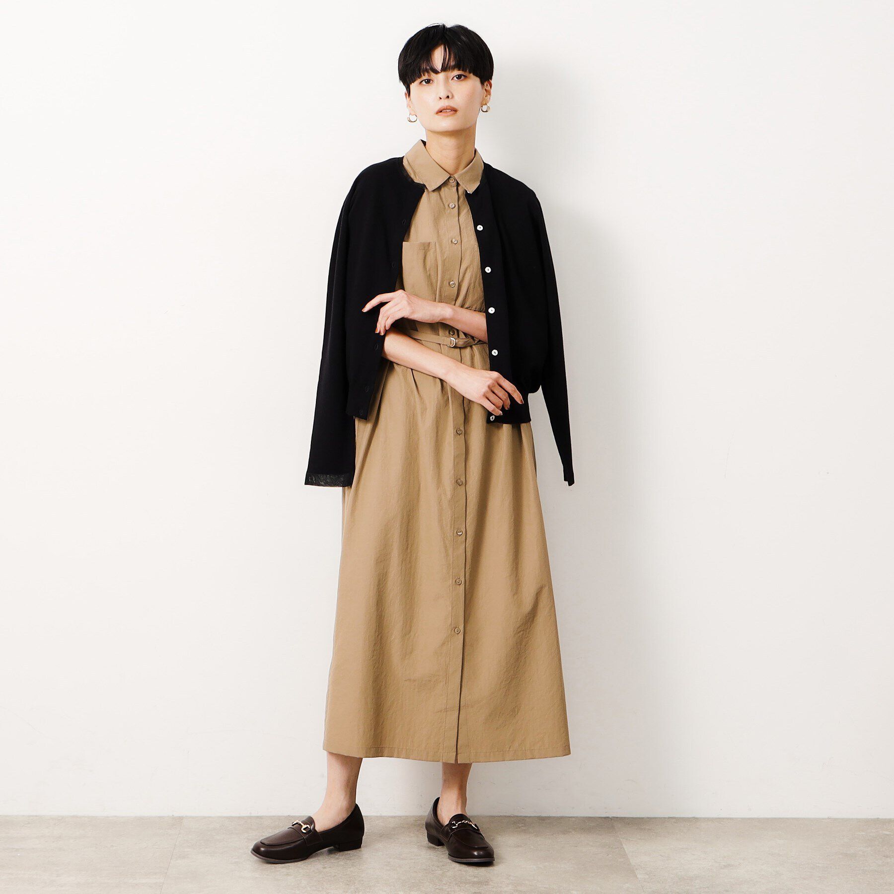 OPAQUE.CLIP「UV ネックシアークルーニットカーディガン【洗濯機洗い可】」|カーディガン|