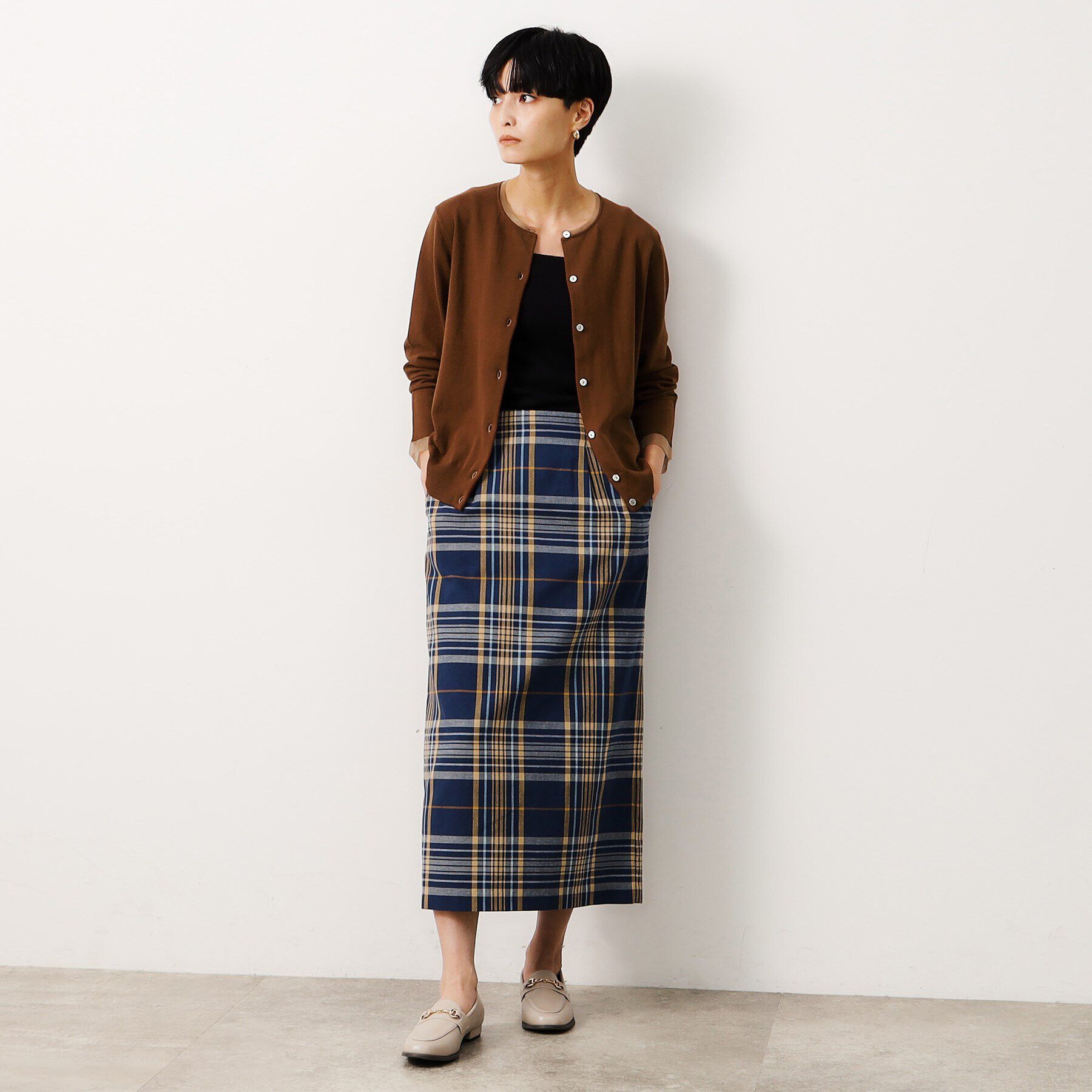 OPAQUE.CLIP「UV ネックシアークルーニットカーディガン【洗濯機洗い可】」|カーディガン|