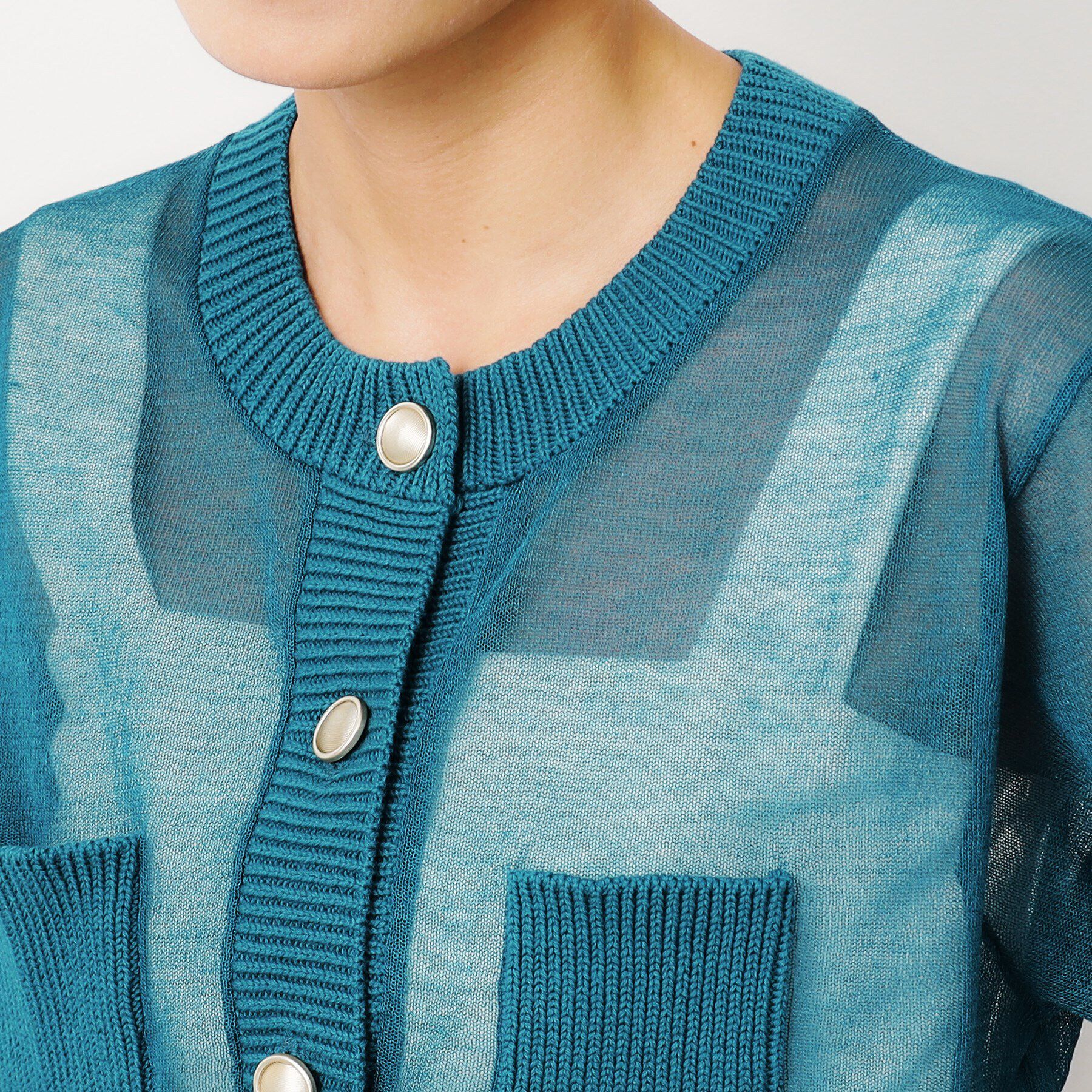 OPAQUE.CLIP「金ボタンシアーニットカーディガン【洗濯機洗い可】」|カーディガン|