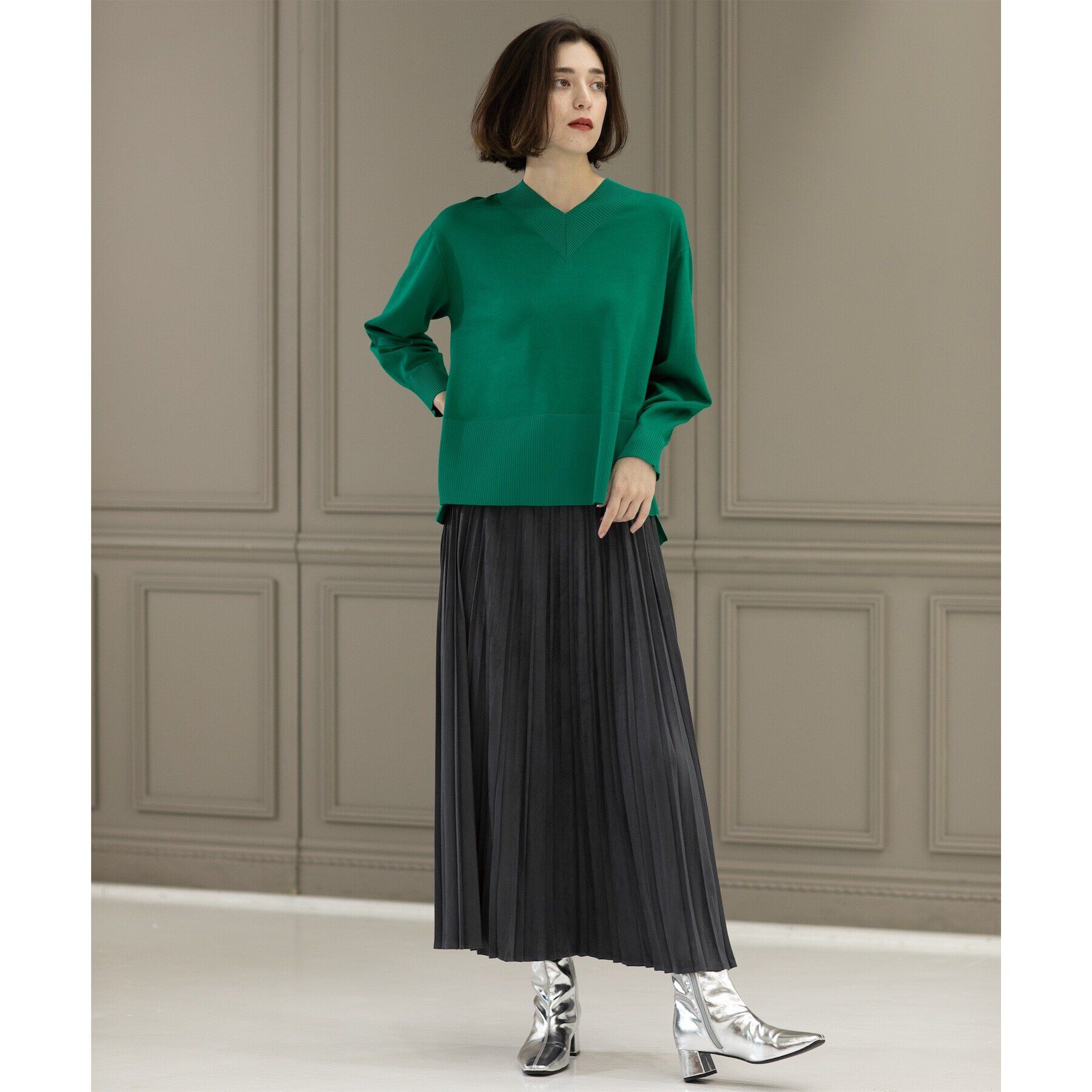 OPAQUE.CLIP「《5color/S-LLsize》フェイクスウェードイージープリーツスカート【洗濯機洗い可】」|スカート|