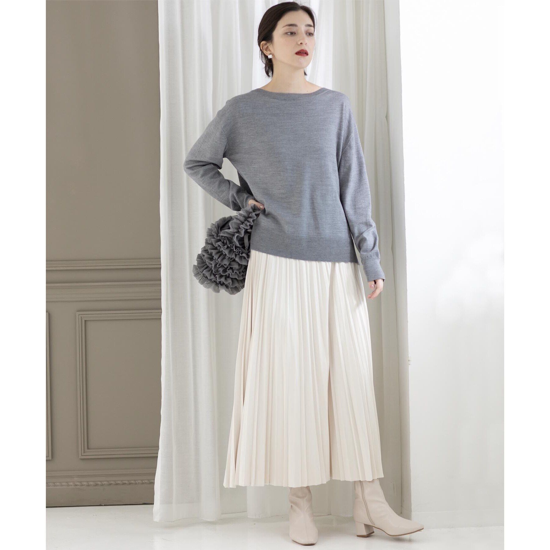 OPAQUE.CLIP「《5color/S-LLsize》フェイクスウェードイージープリーツスカート【洗濯機洗い可】」|スカート|