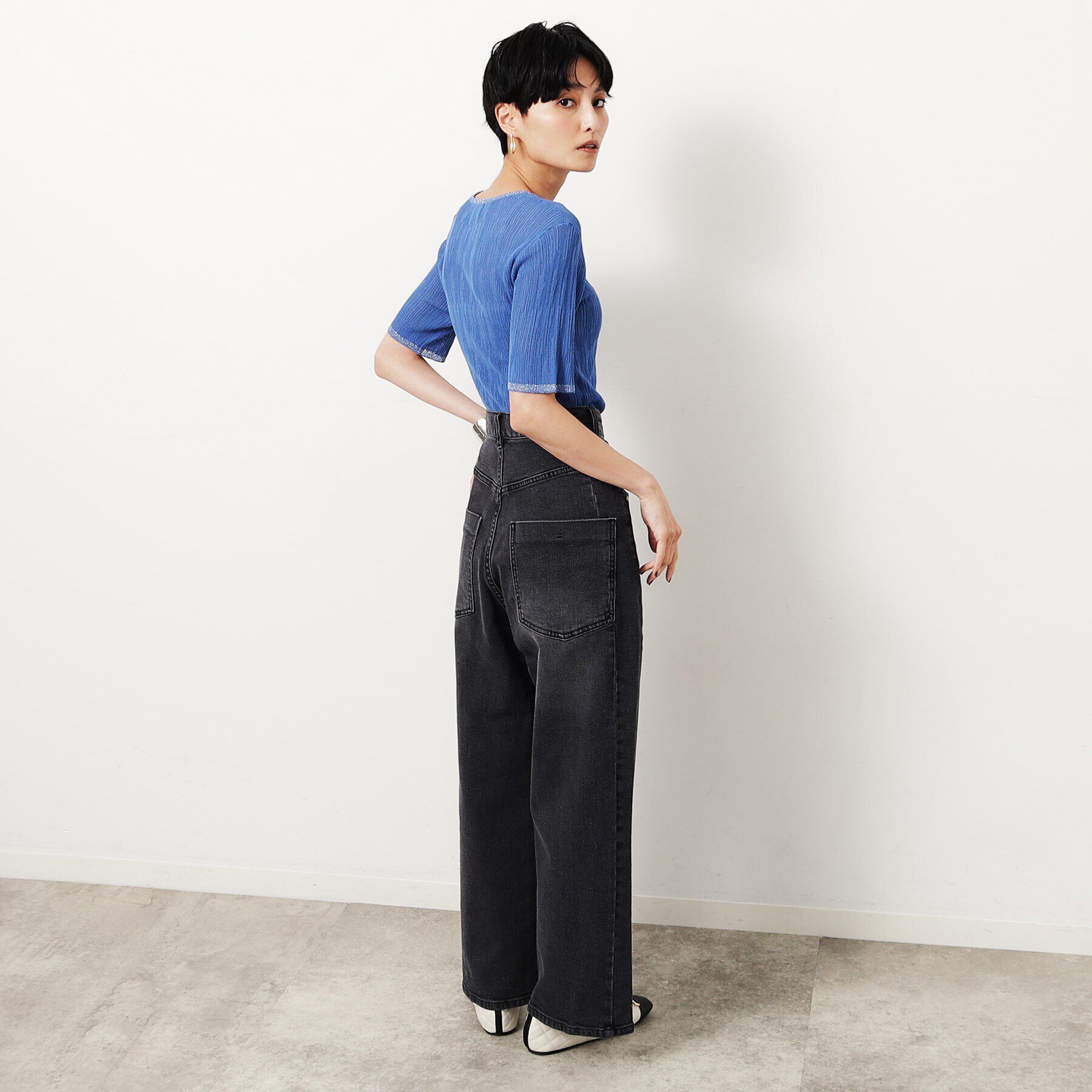 OPAQUE.CLIP「ラメ使いシアーニットプルオーバー【洗濯機洗い可/抗ピル】」|ニット・セーター|