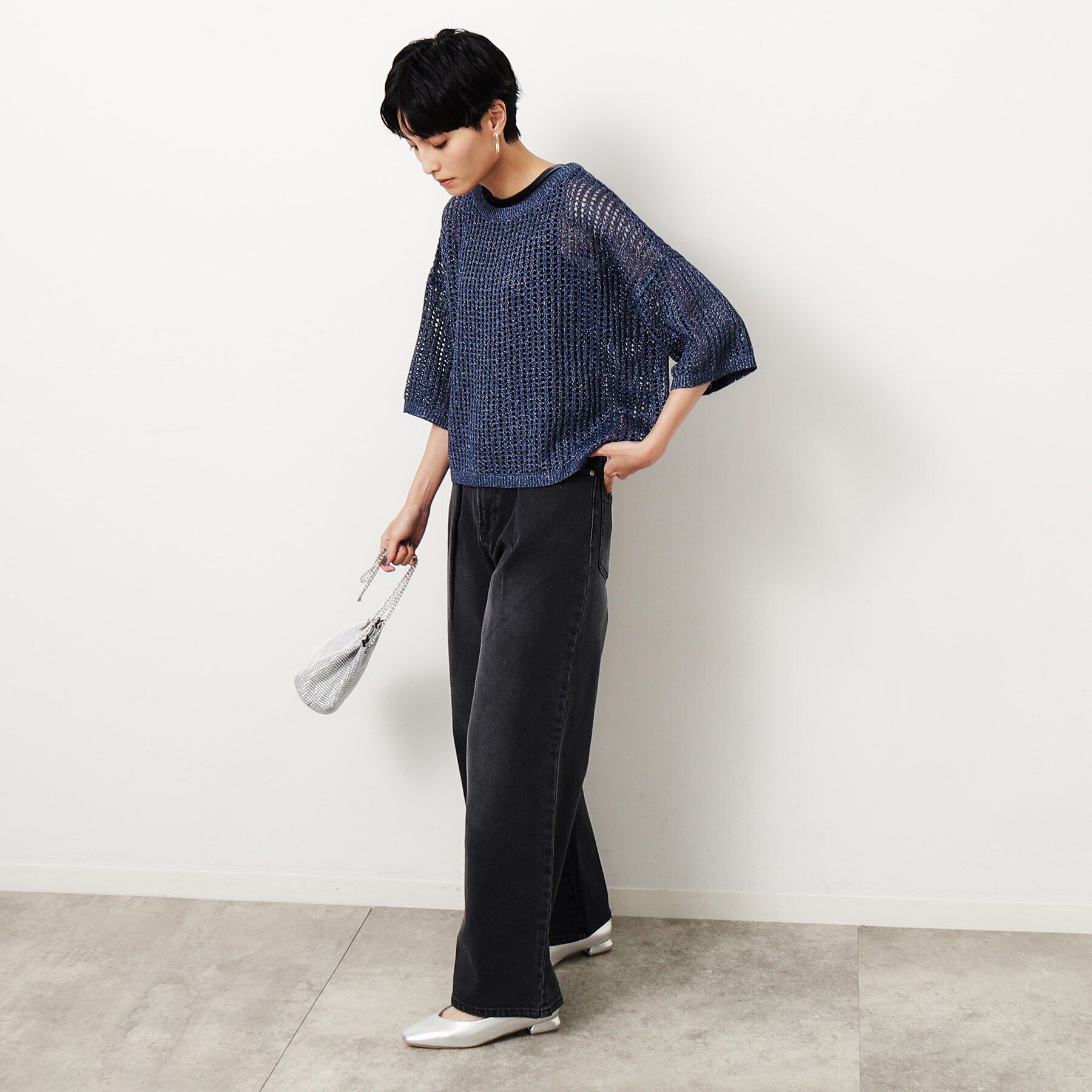 OPAQUE.CLIP「ラメメッシュニット【洗濯機洗い可】」|ニット・セーター|