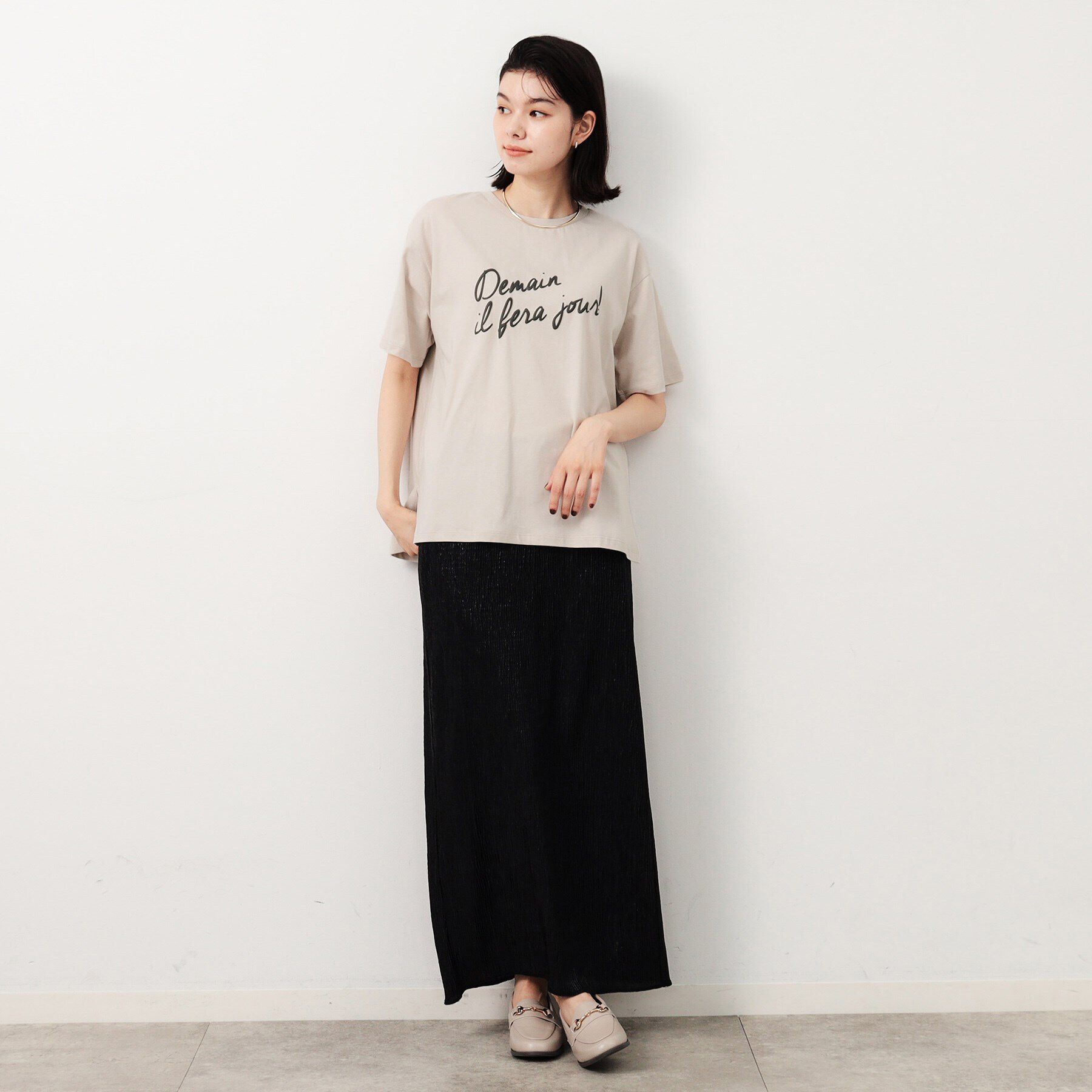 OPAQUE.CLIP「リラクシープリントロゴTシャツ【洗濯機洗い可】」|Tシャツ・カットソー|