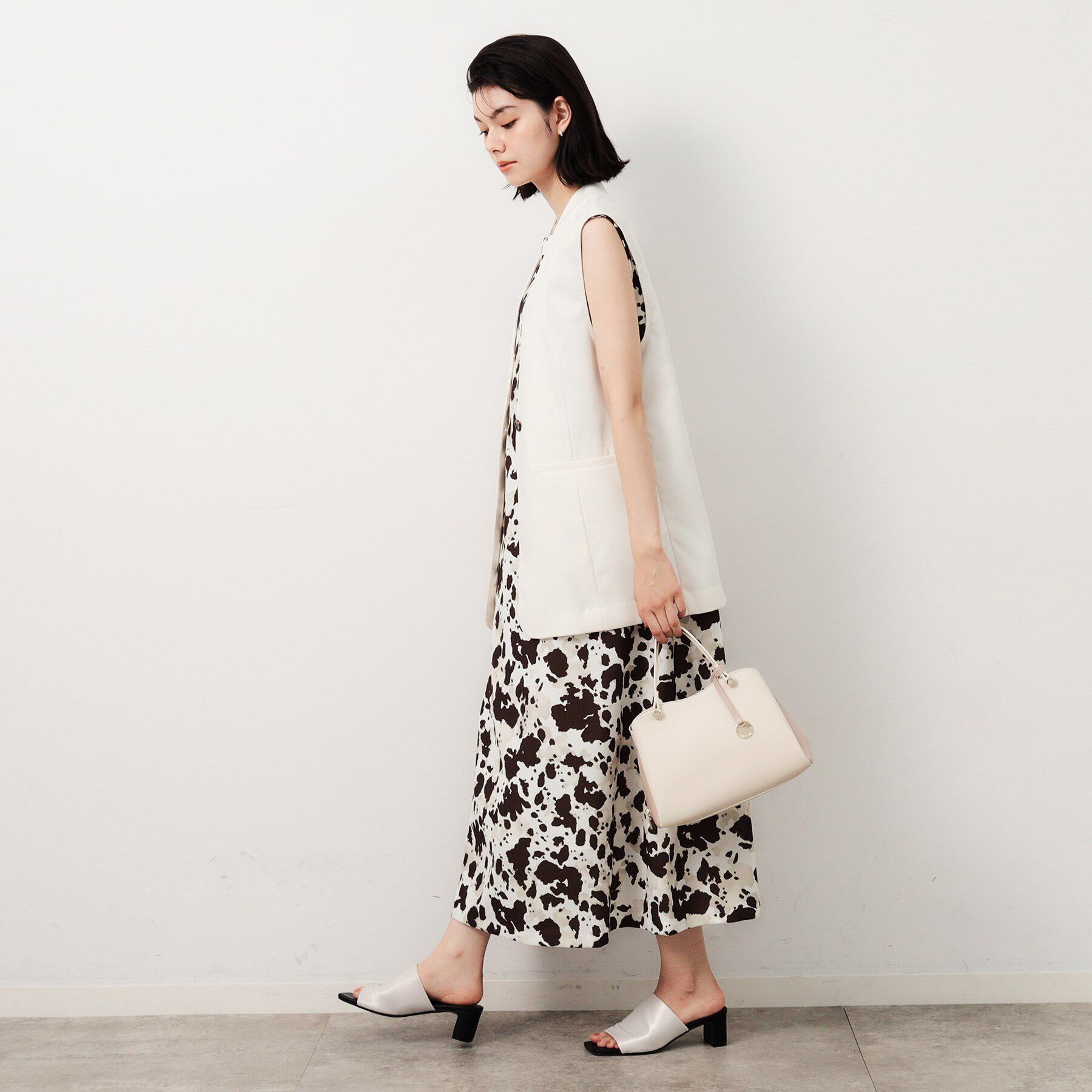 OPAQUE.CLIP「麻混ノーカラージレ【洗濯機洗い可】」|ベスト・ジレ|