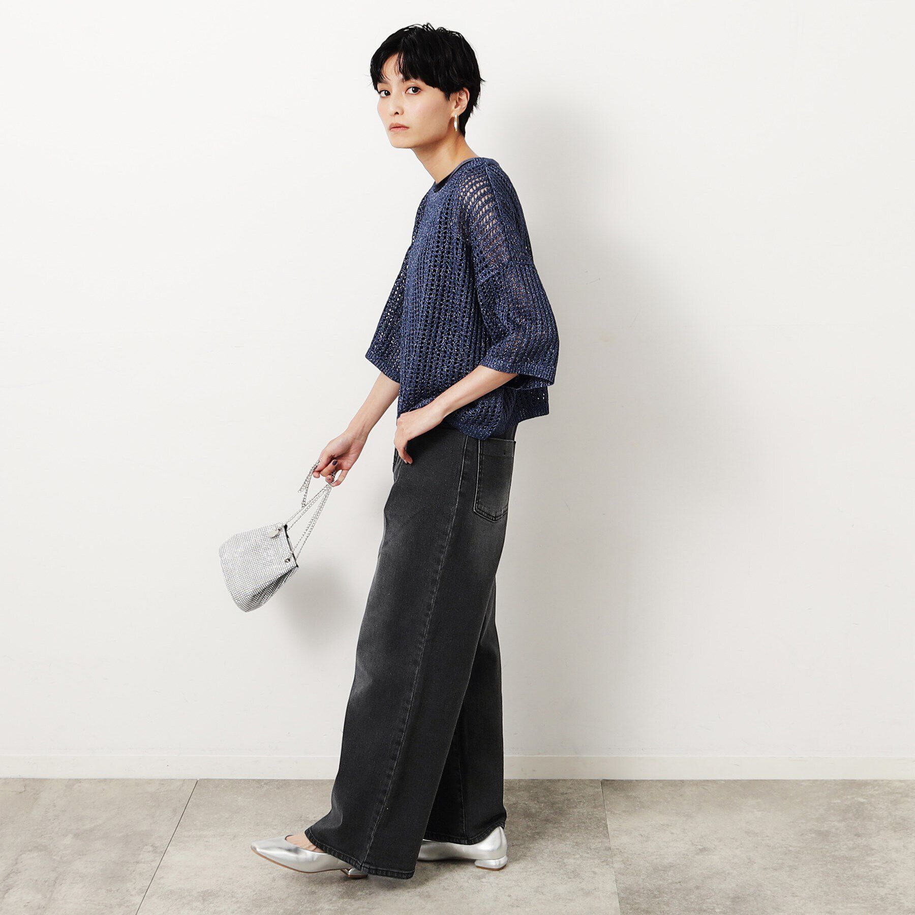 OPAQUE.CLIP「ストレッチタックワイドデニム／オーガニックコットン混【洗濯機洗い可】」|デニム|