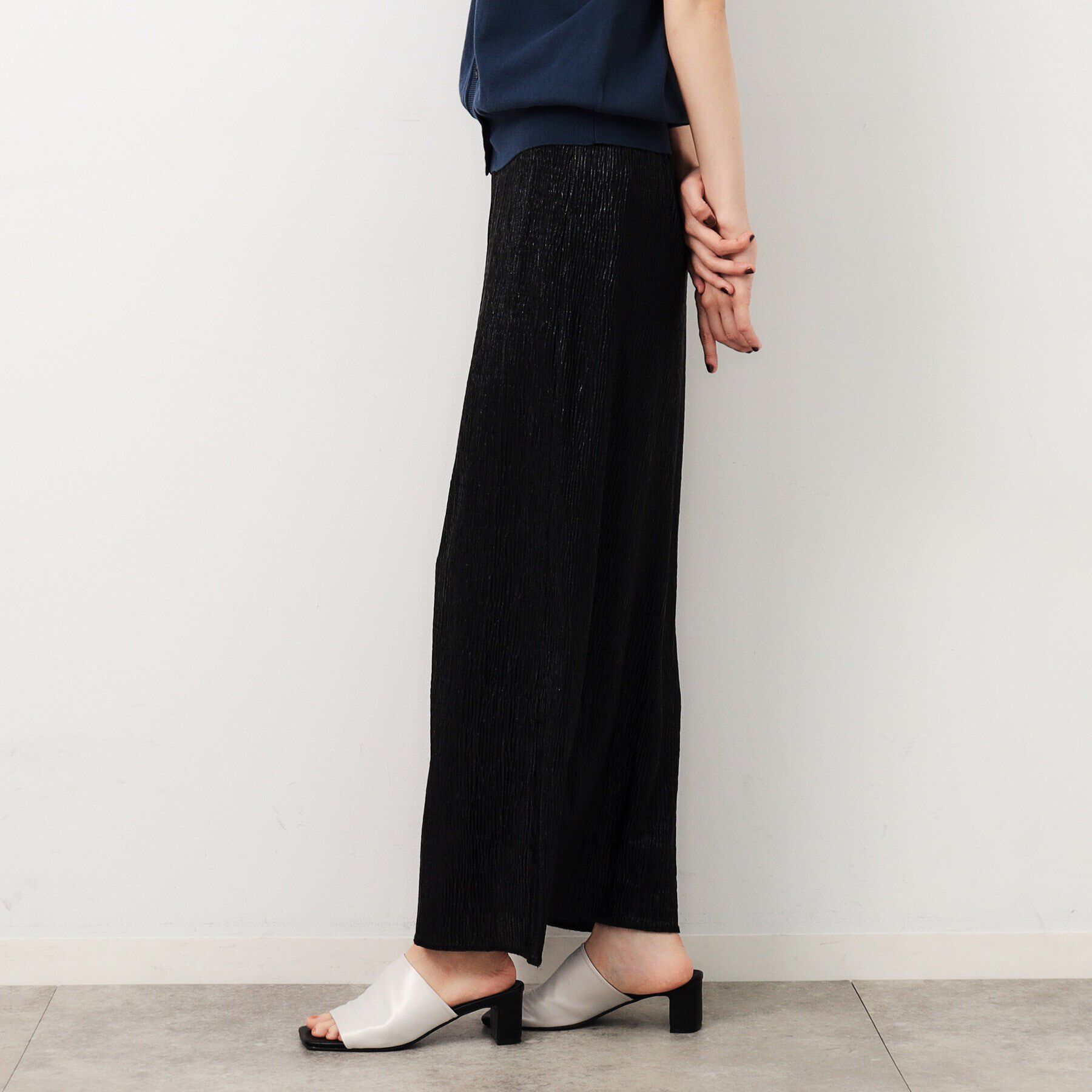 OPAQUE.CLIP「メタリックイージーナロースカート【洗濯機洗い可】」|スカート|