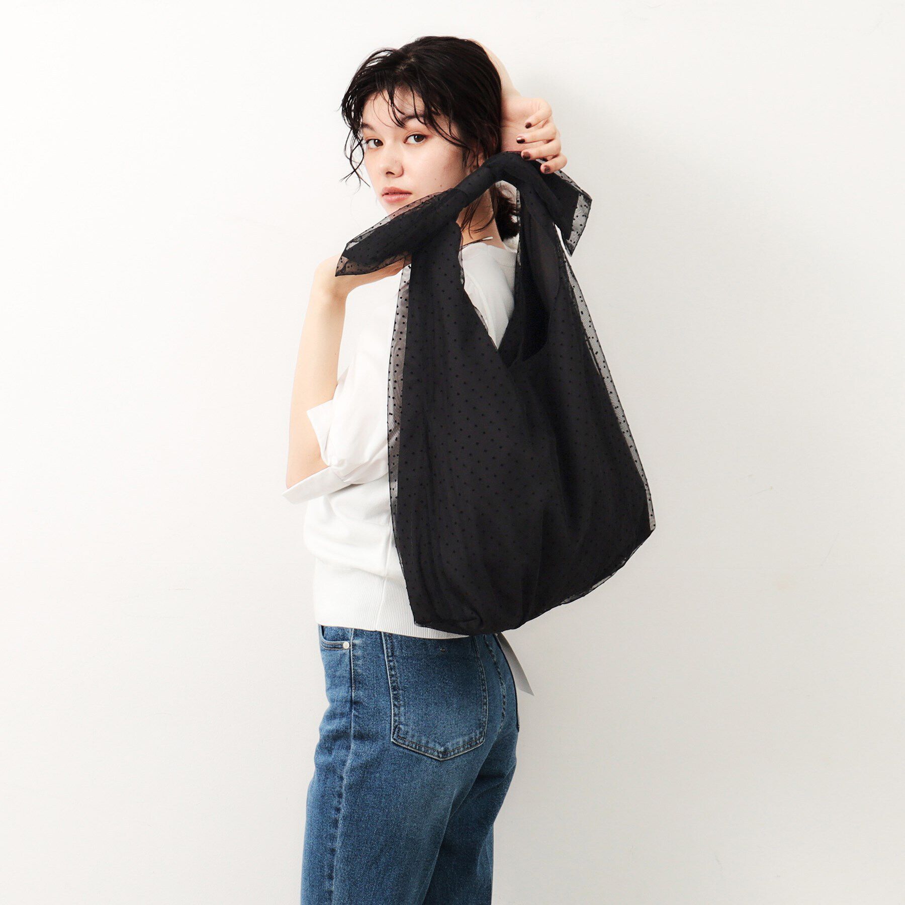 OPAQUE.CLIP「【A4サイズ対応】リボンハンドルチュールワンショルダーバッグ」|ショルダー・メッセンジャー|