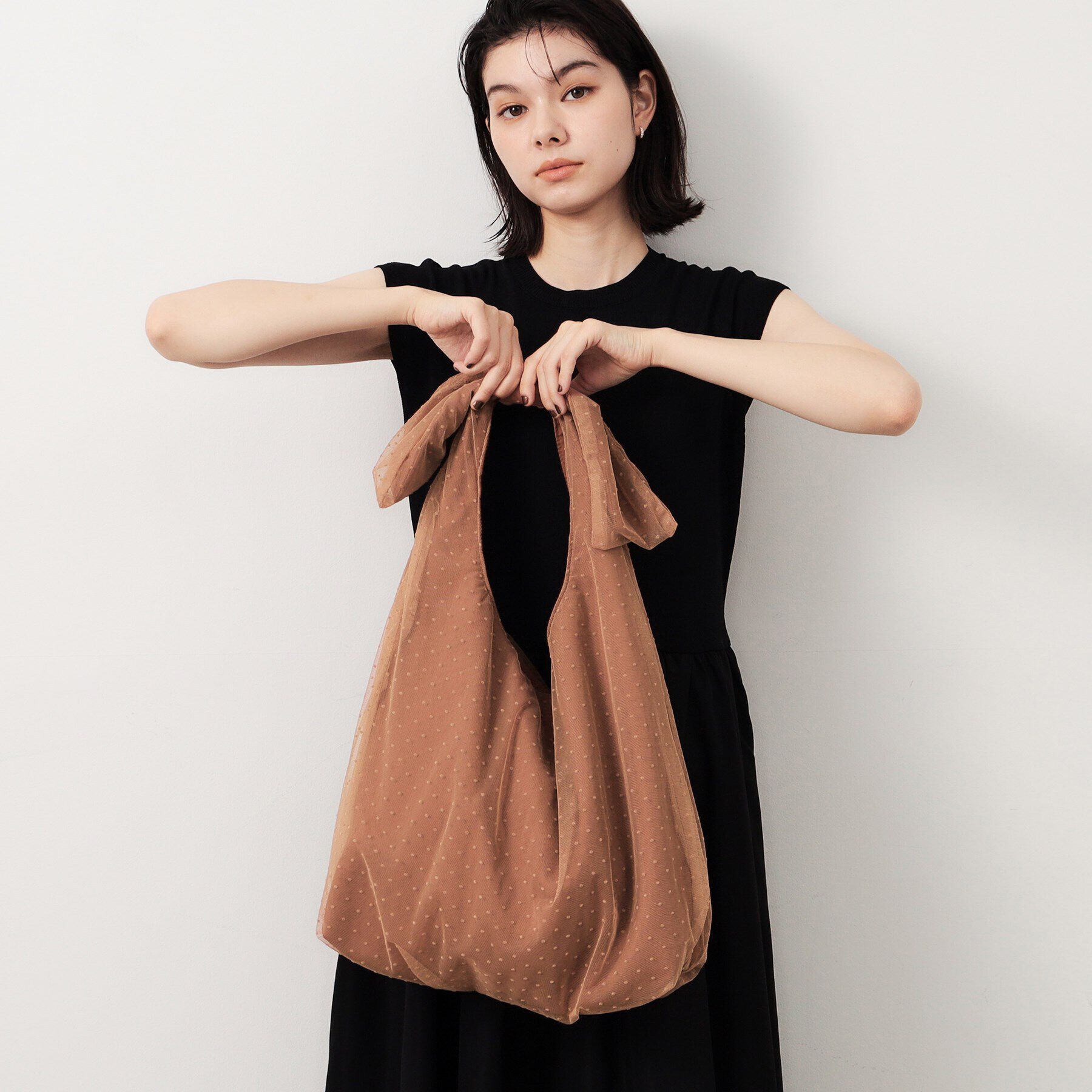 OPAQUE.CLIP「【A4サイズ対応】リボンハンドルチュールワンショルダーバッグ」|ショルダー・メッセンジャー|