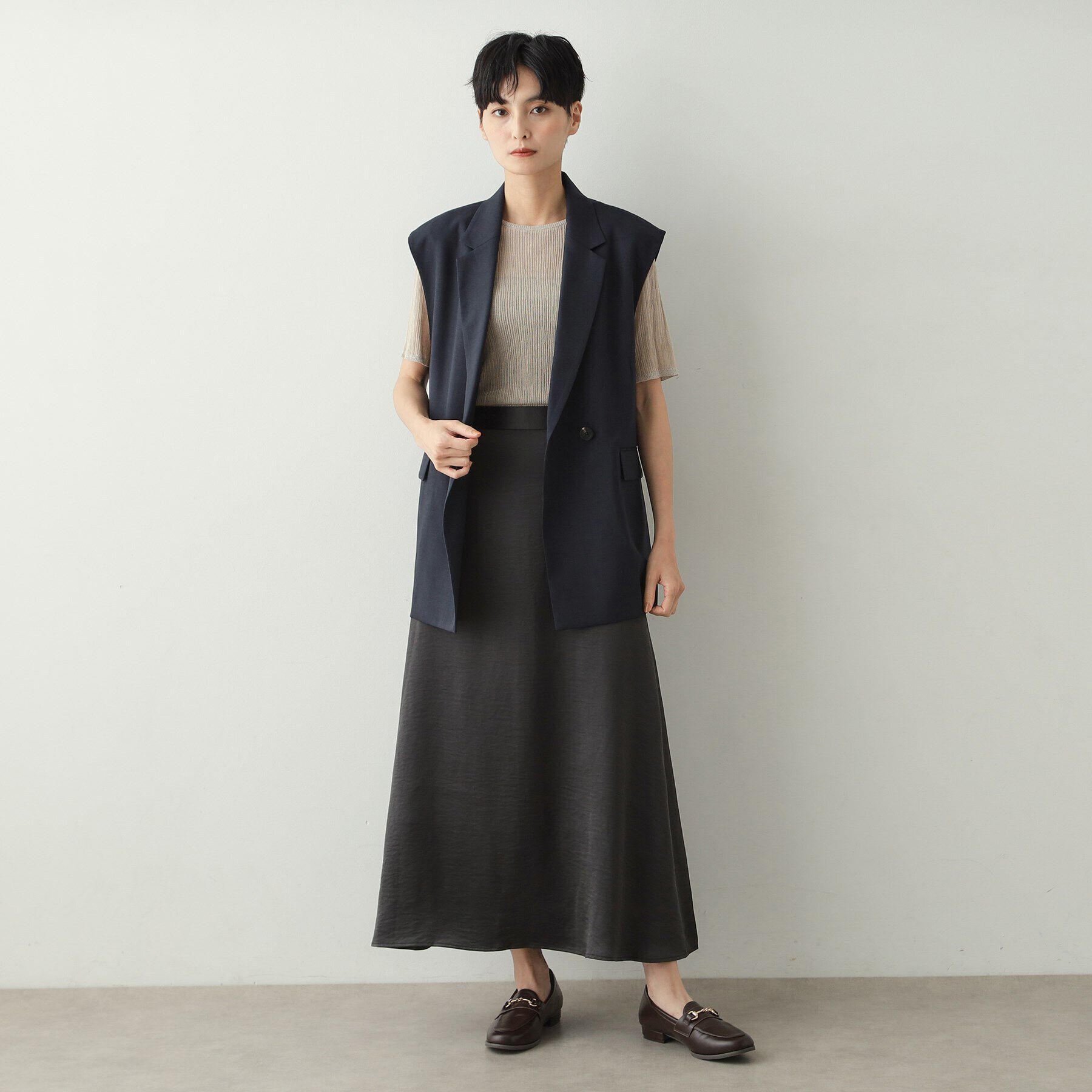 OPAQUE.CLIP「《美人百花掲載》テーラードダブルジレ【洗濯機洗い可】」|ベスト・ジレ|