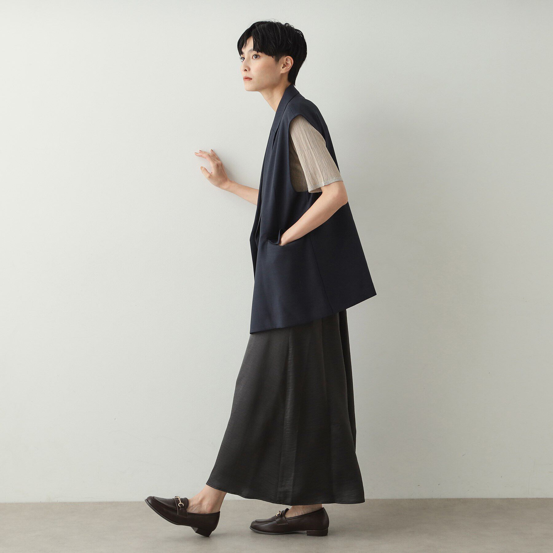 OPAQUE.CLIP「《美人百花掲載》テーラードダブルジレ【洗濯機洗い可】」|ベスト・ジレ|