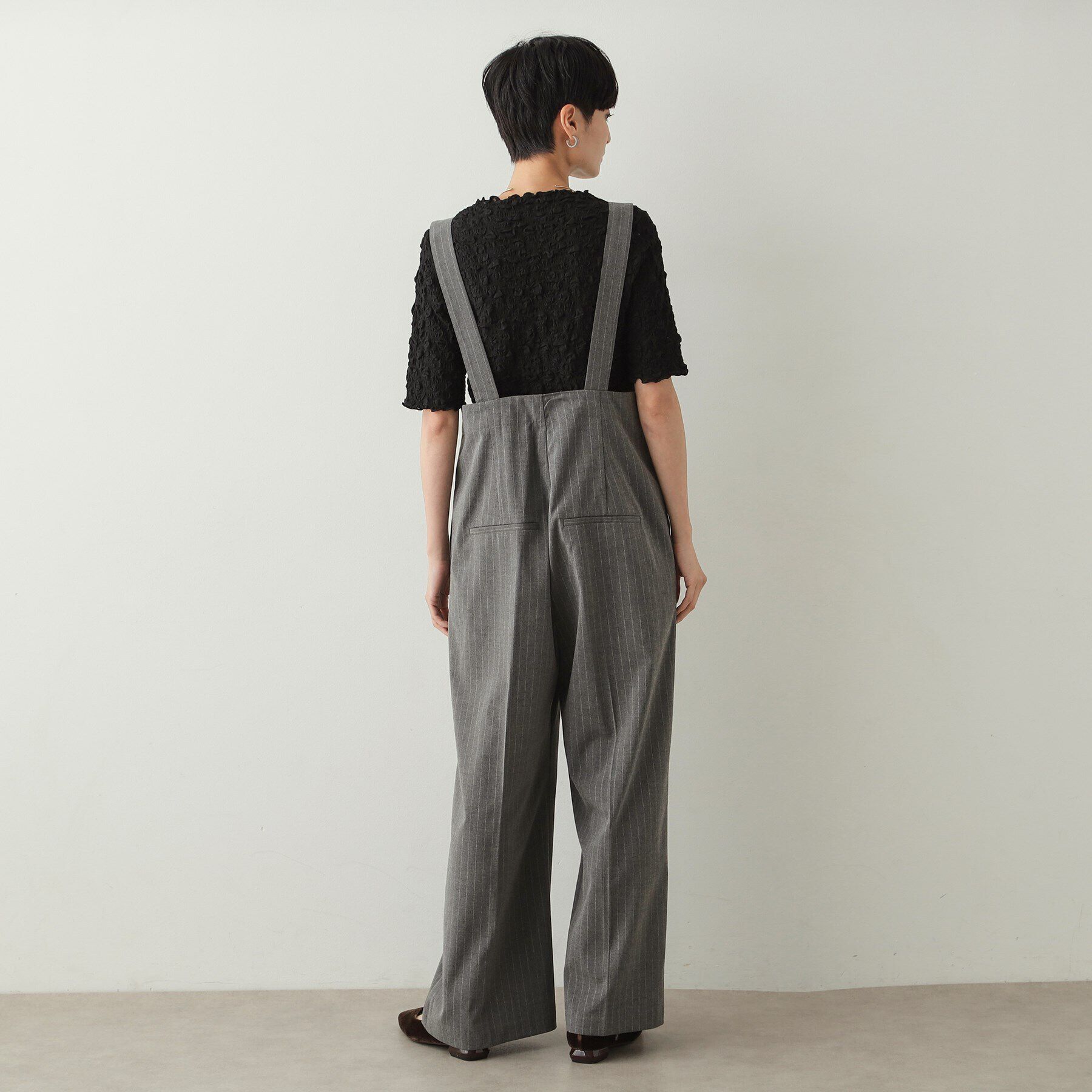 OPAQUE.CLIP「ハイウエストワイドサロペット【洗濯機洗い可】」|オールインワン|