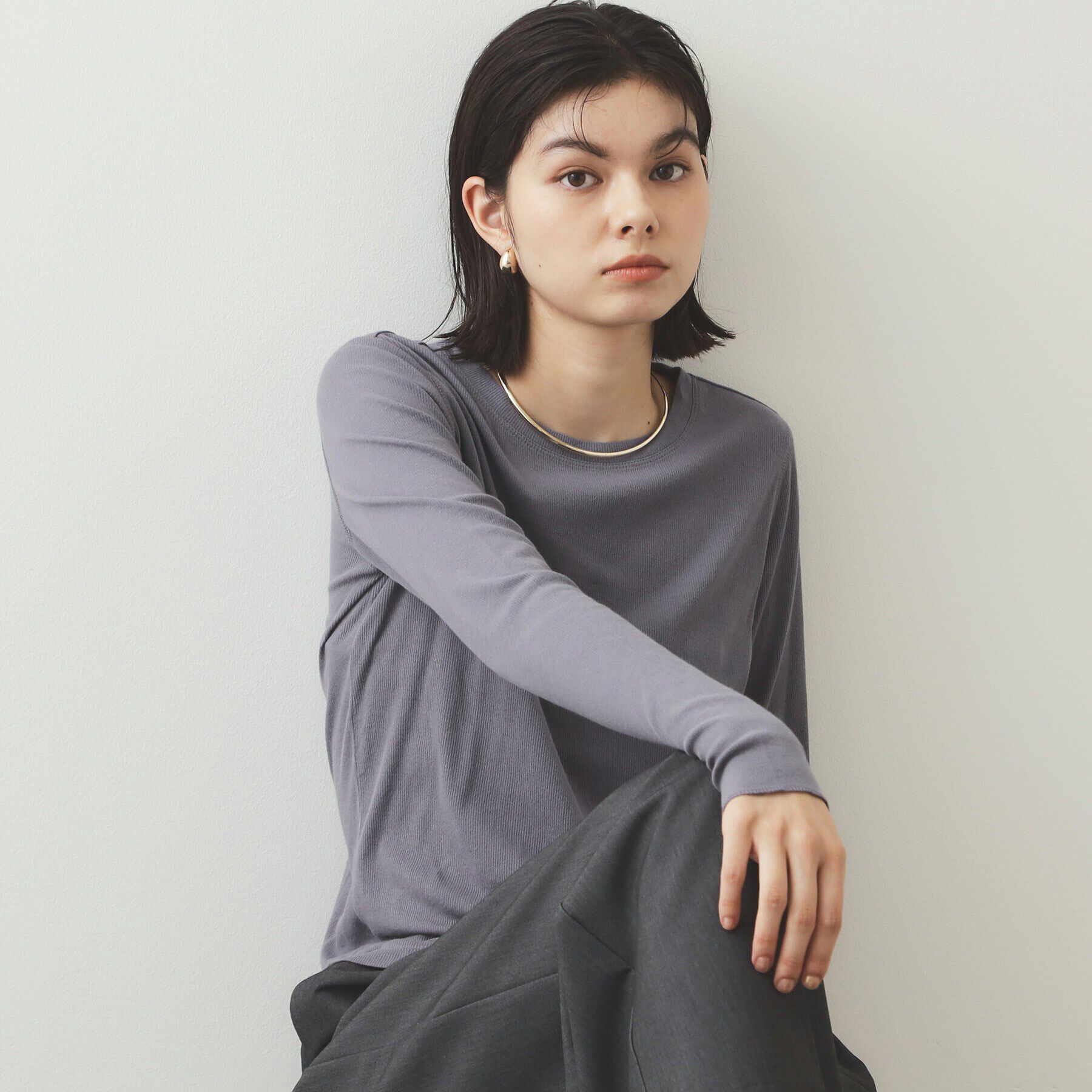 OPAQUE.CLIP「シアーコットン クルーネックカットソー【洗濯機洗い可】」|Tシャツ・カットソー|