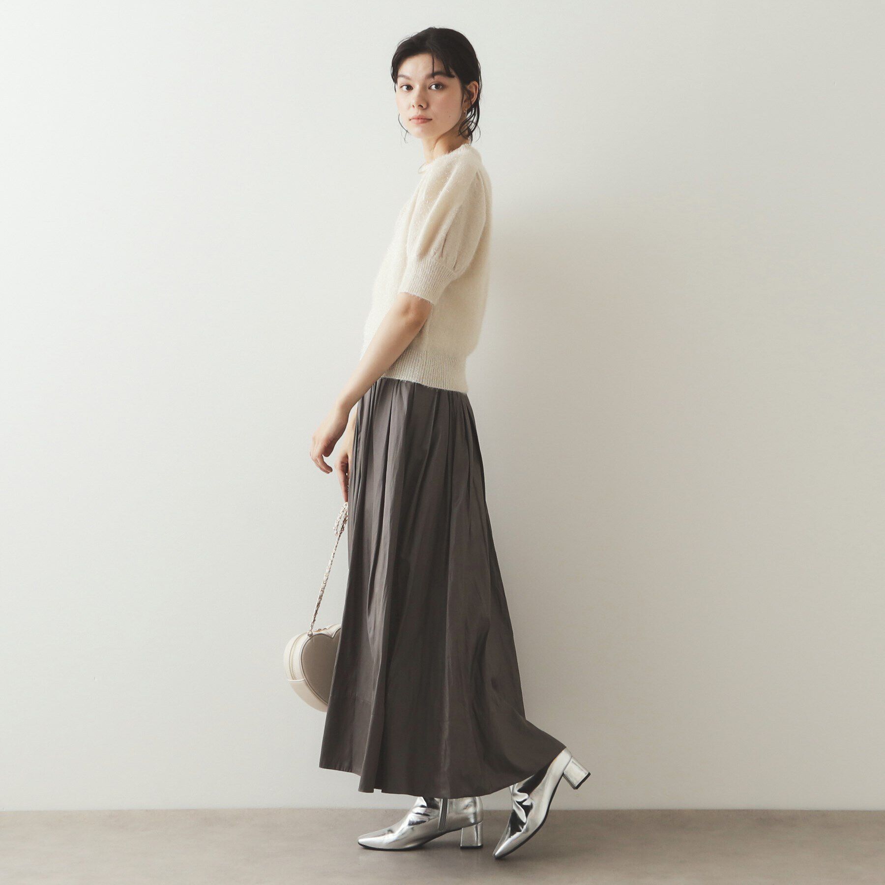 OPAQUE.CLIP「《andGIRL掲載》キラキラボリュームスリーブニット【洗濯機洗い可】」|ニット・セーター|