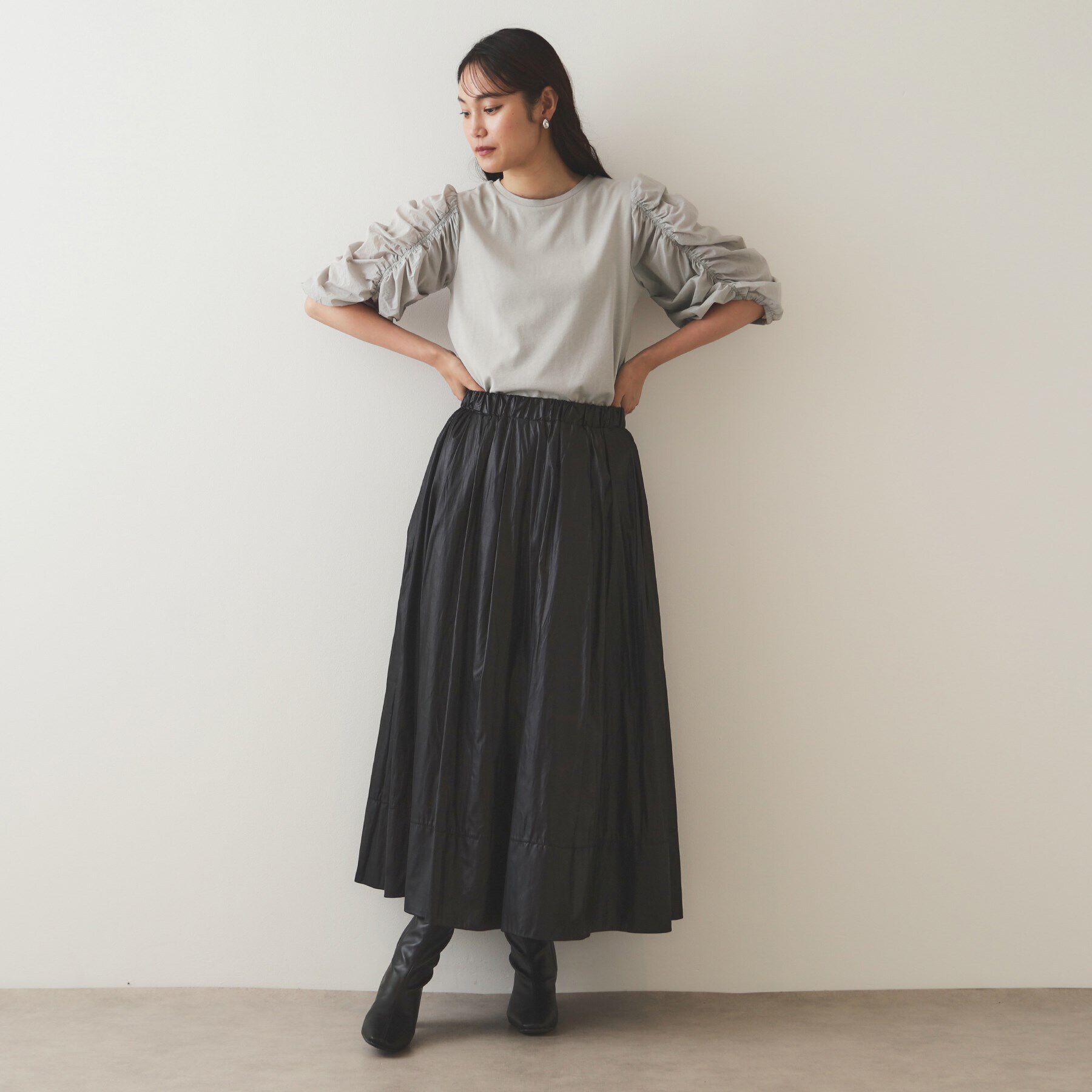 OPAQUE.CLIP「シアーシャーリングスリーブ ドッキングカットソー【洗濯機洗い可】」|Tシャツ・カットソー|