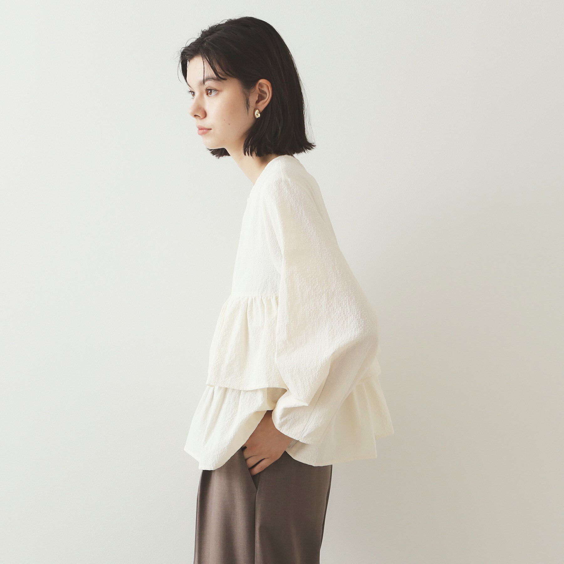 OPAQUE.CLIP「前開きペプラムブラウス【洗濯機洗い可】」|シャツ・ブラウス|