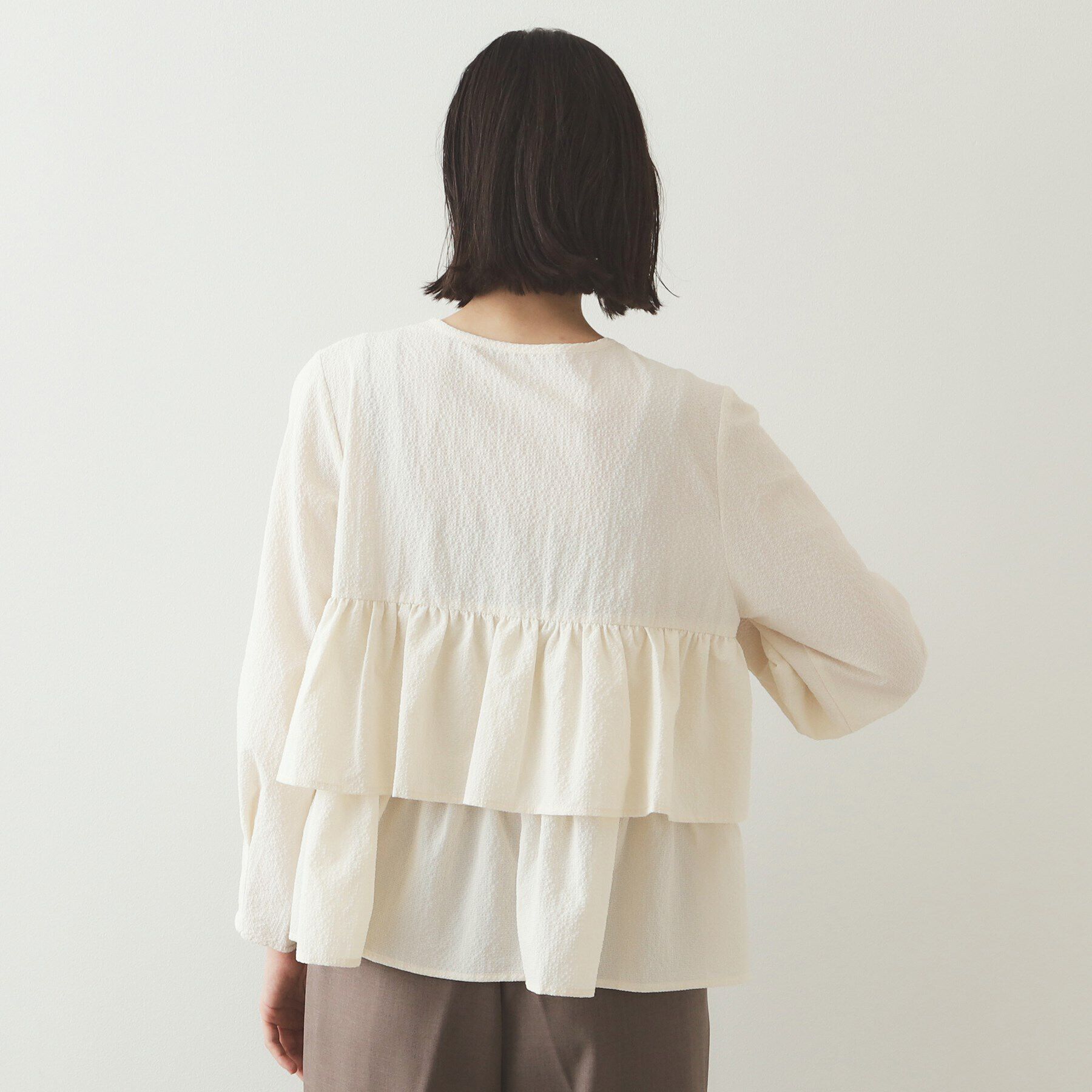 OPAQUE.CLIP「前開きペプラムブラウス【洗濯機洗い可】」|シャツ・ブラウス|