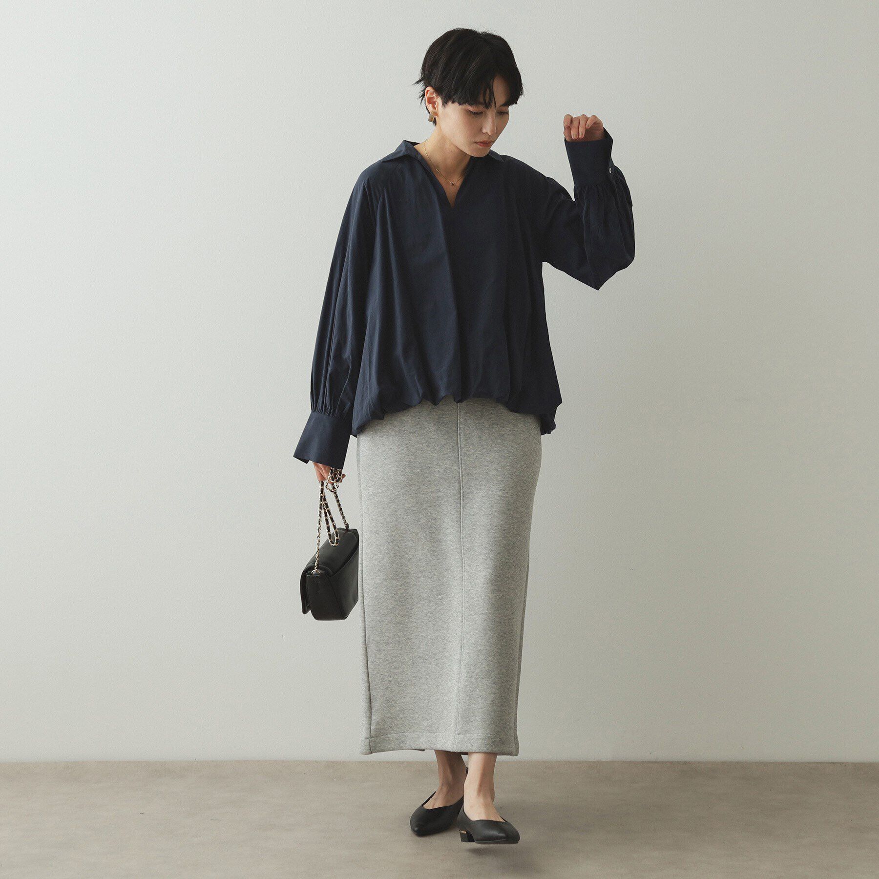 OPAQUE.CLIP「裾バルーンスキッパーシャツ【洗濯機洗い可】」|シャツ・ブラウス|