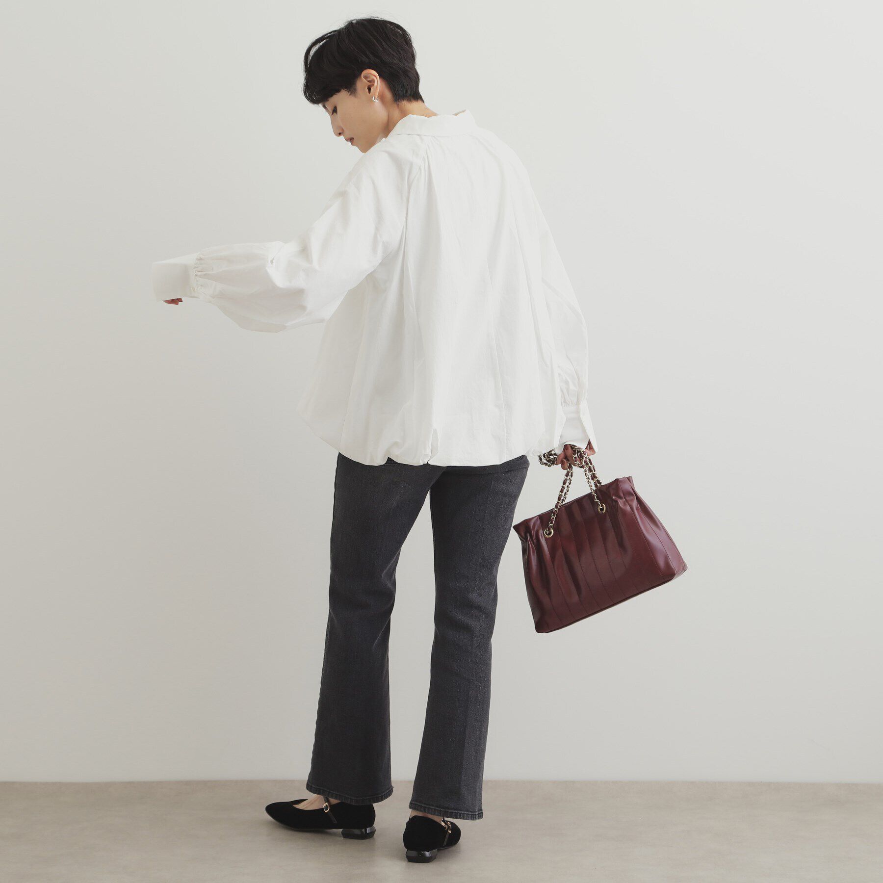 OPAQUE.CLIP「裾バルーンスキッパーシャツ【洗濯機洗い可】」|シャツ・ブラウス|