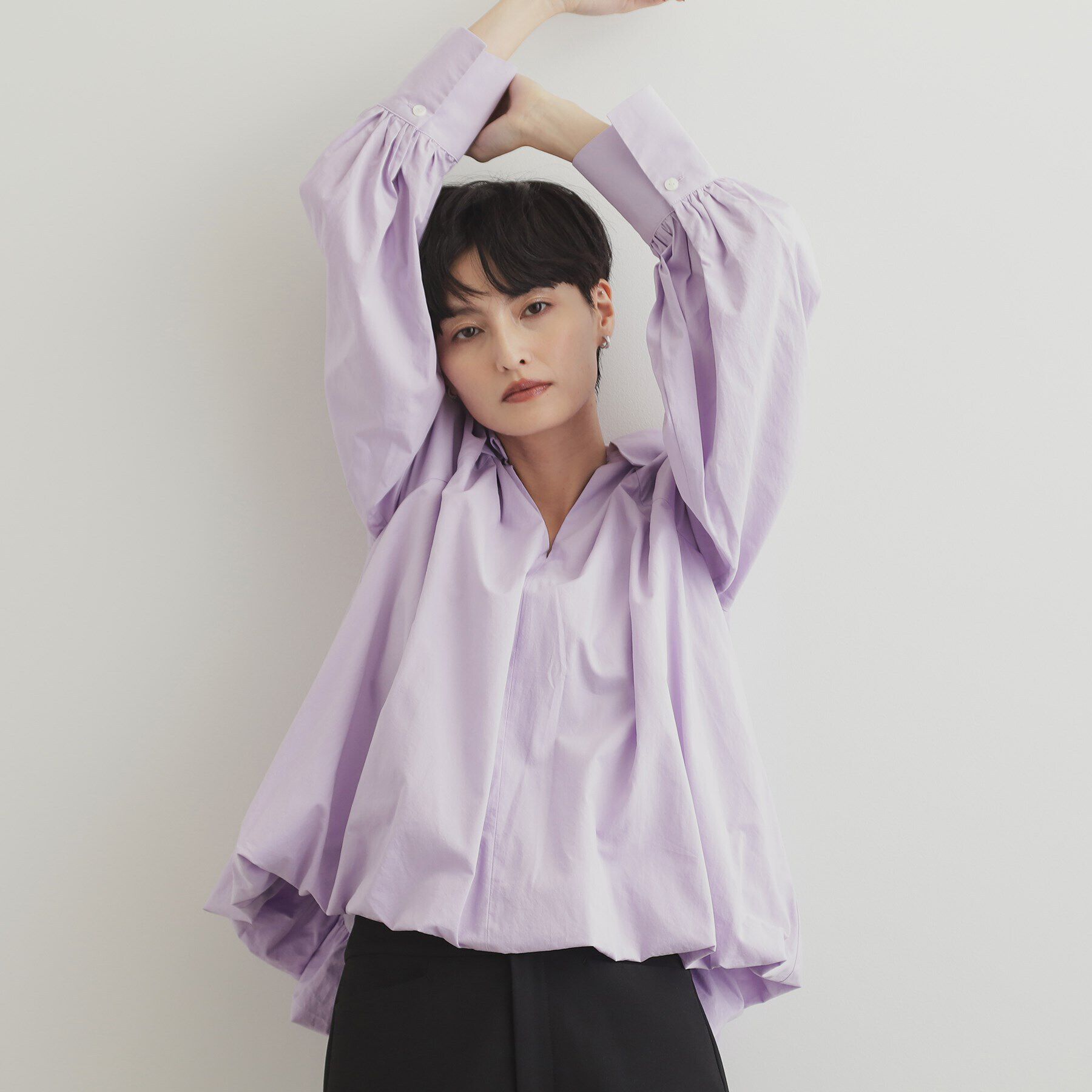 OPAQUE.CLIP「裾バルーンスキッパーシャツ【洗濯機洗い可】」|シャツ・ブラウス|