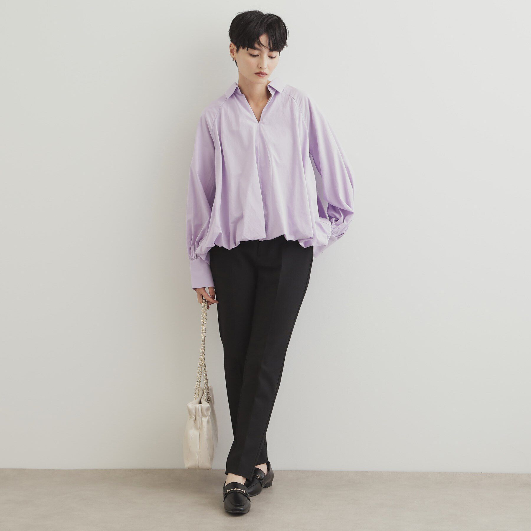 OPAQUE.CLIP「裾バルーンスキッパーシャツ【洗濯機洗い可】」|シャツ・ブラウス|