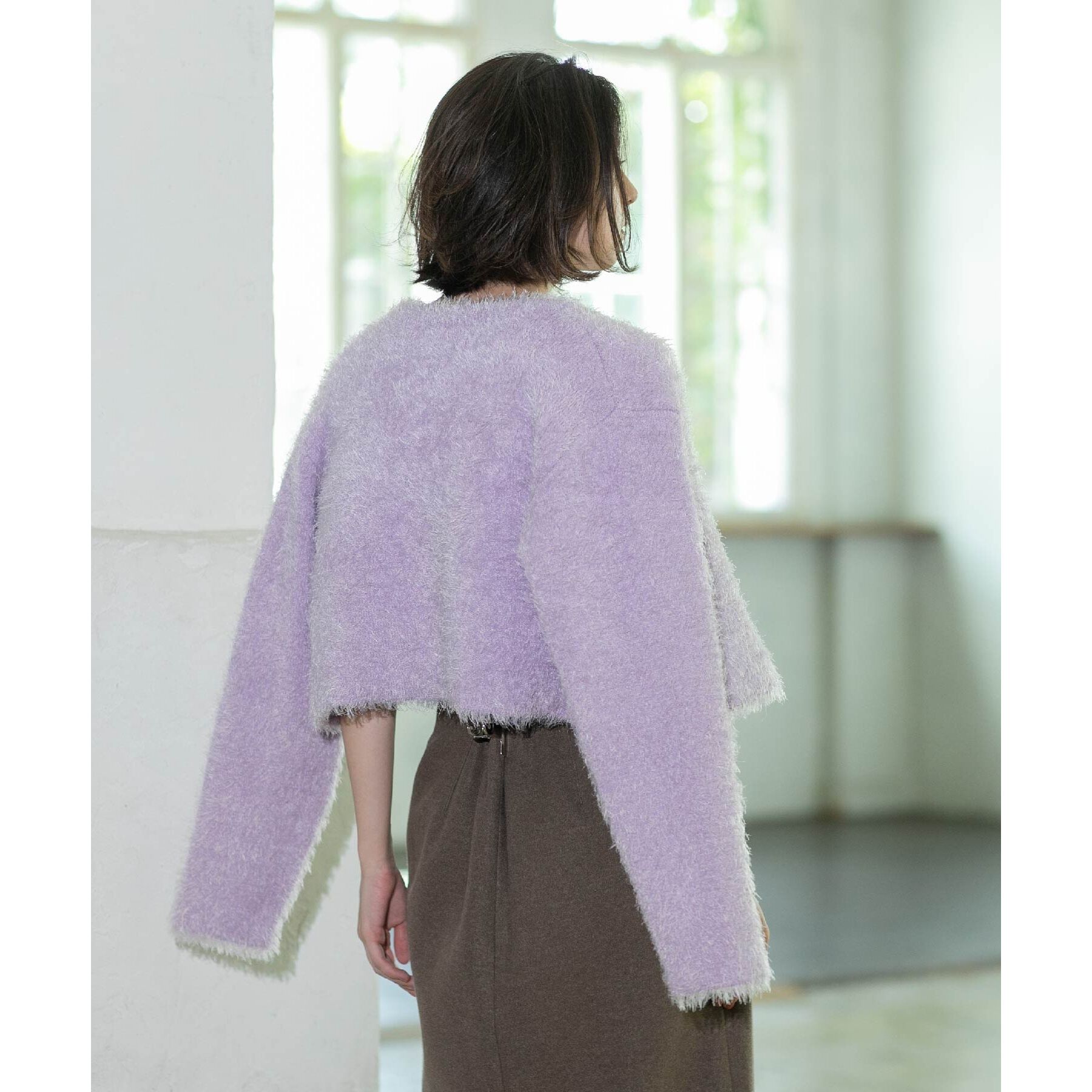 OPAQUE.CLIP「《6color》シャギーニットショートカーディガン【洗濯機洗い可】」|カーディガン|