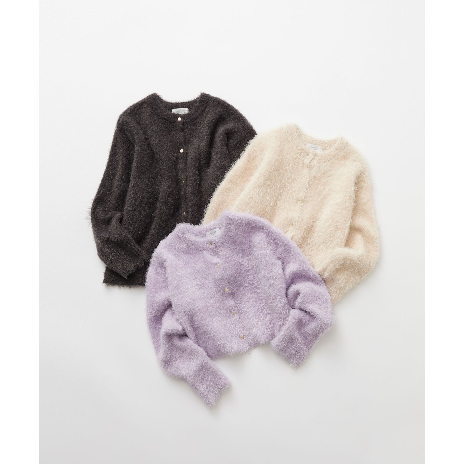 OPAQUE.CLIP「《6color》シャギーニットショートカーディガン【洗濯機洗い可】」|カーディガン|