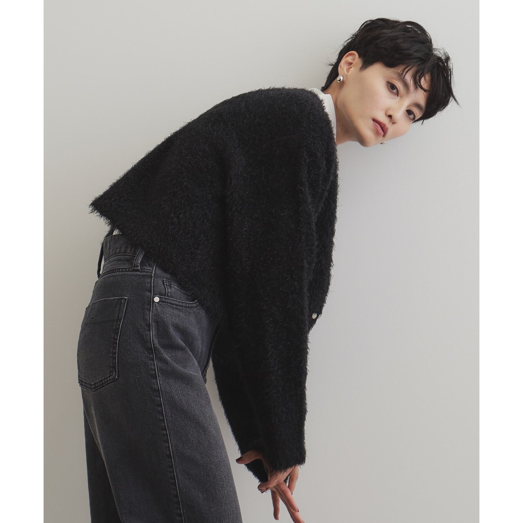 OPAQUE.CLIP「《6color》シャギーニットショートカーディガン【洗濯機洗い可】」|カーディガン|