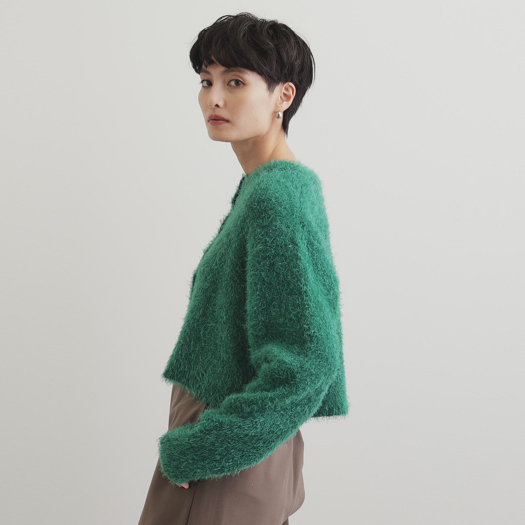 OPAQUE.CLIP「《6color》シャギーニットショートカーディガン【洗濯機洗い可】」|カーディガン|