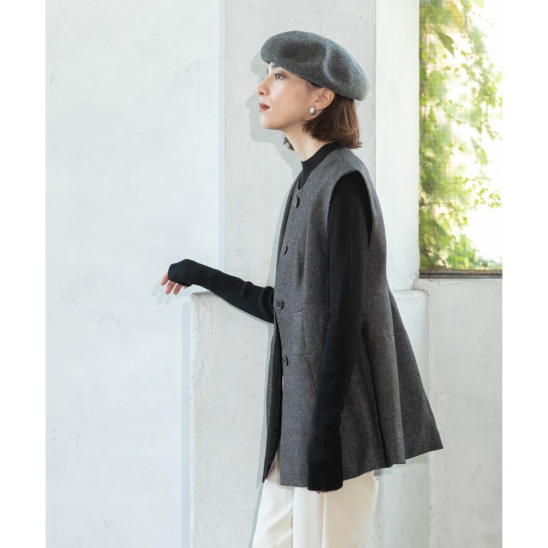OPAQUE.CLIP「ウールライクペプラムジレ【洗濯機洗い可】」|ベスト・ジレ|