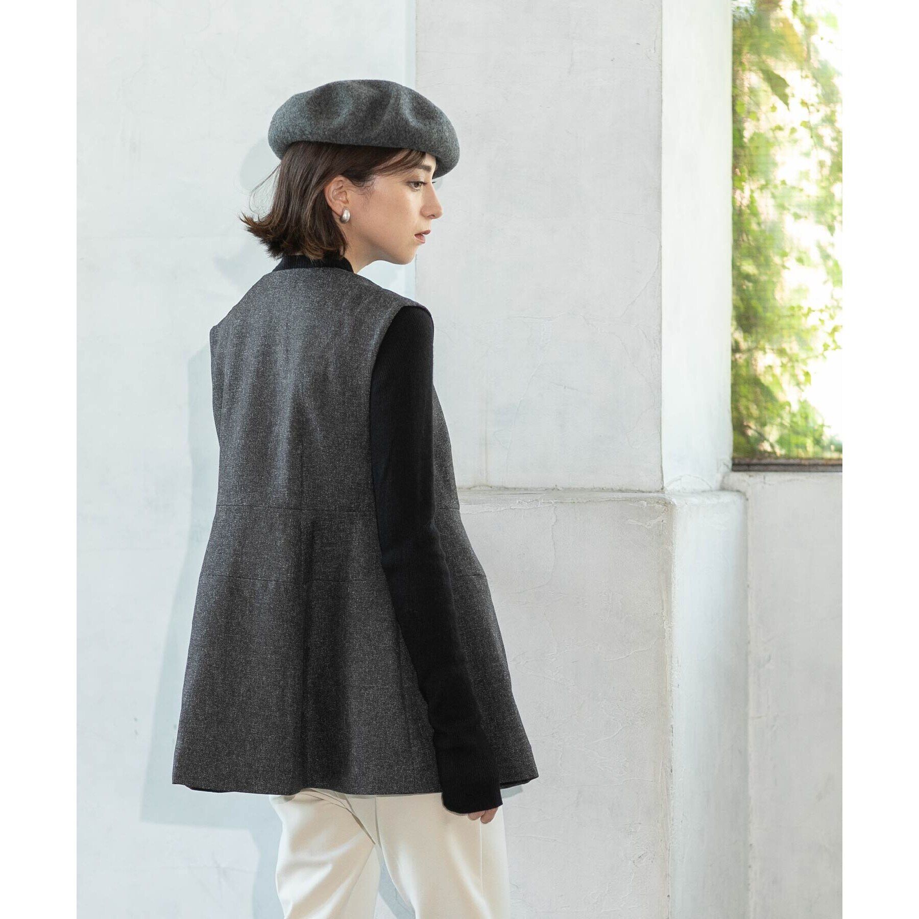 OPAQUE.CLIP「ウールライクペプラムジレ【洗濯機洗い可】」|ベスト・ジレ|