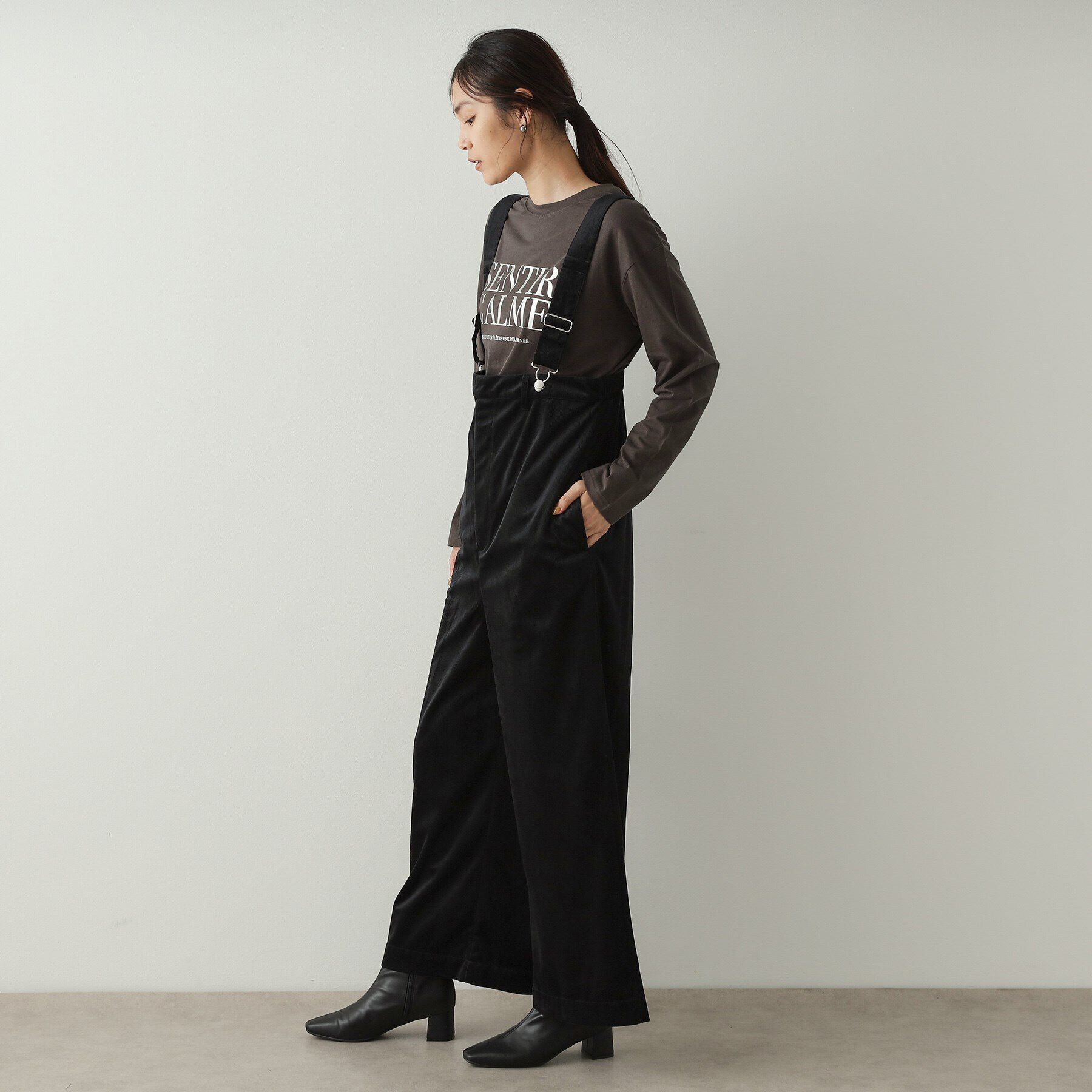 OPAQUE.CLIP「コーデュロイ ワイドサロペット【洗濯機洗い可】」|オールインワン|