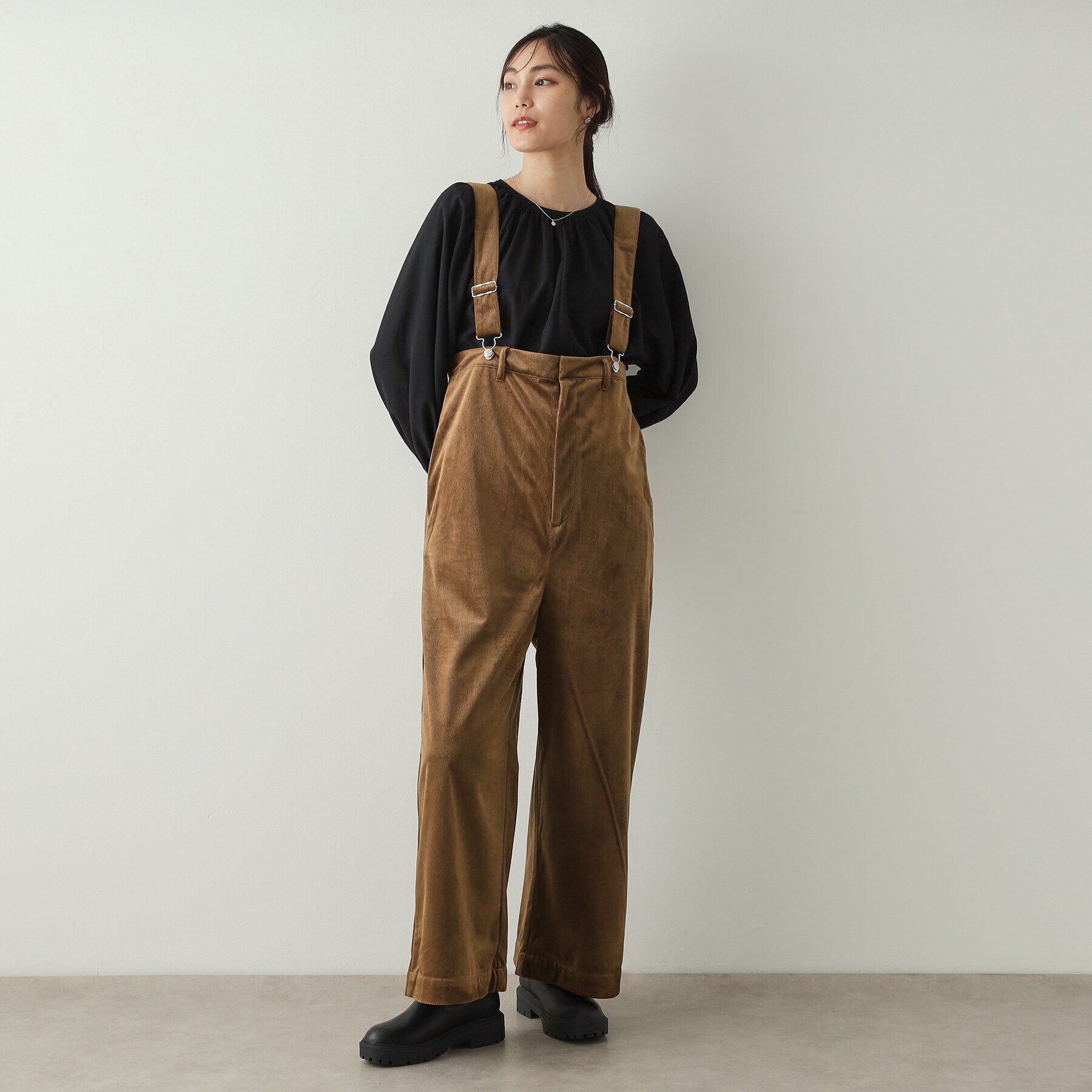 OPAQUE.CLIP「コーデュロイ ワイドサロペット【洗濯機洗い可】」|オールインワン|