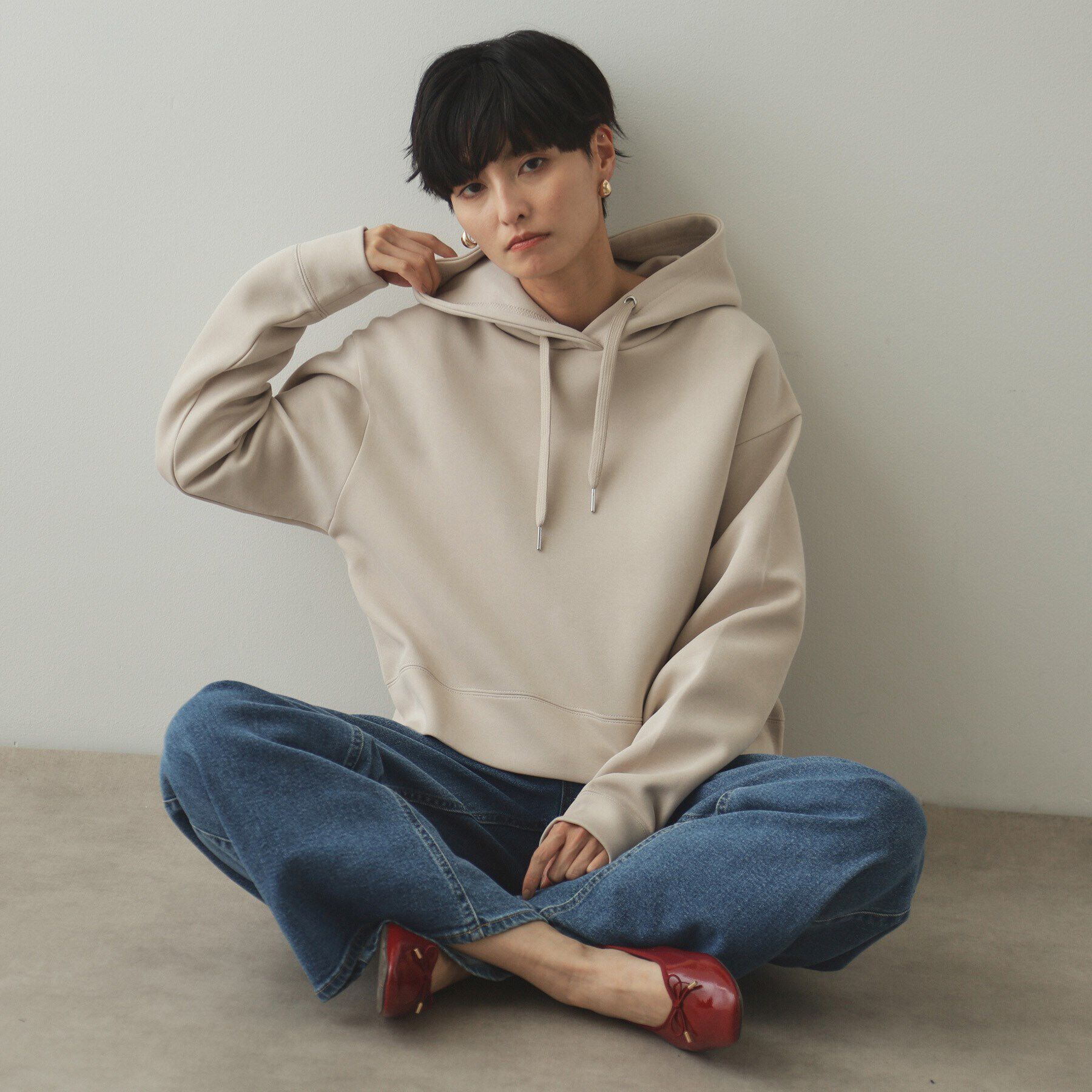 OPAQUE.CLIP「ショートフーディ/セットアップ対応【洗濯機洗い可】」|パーカー|ライトベージュ(05