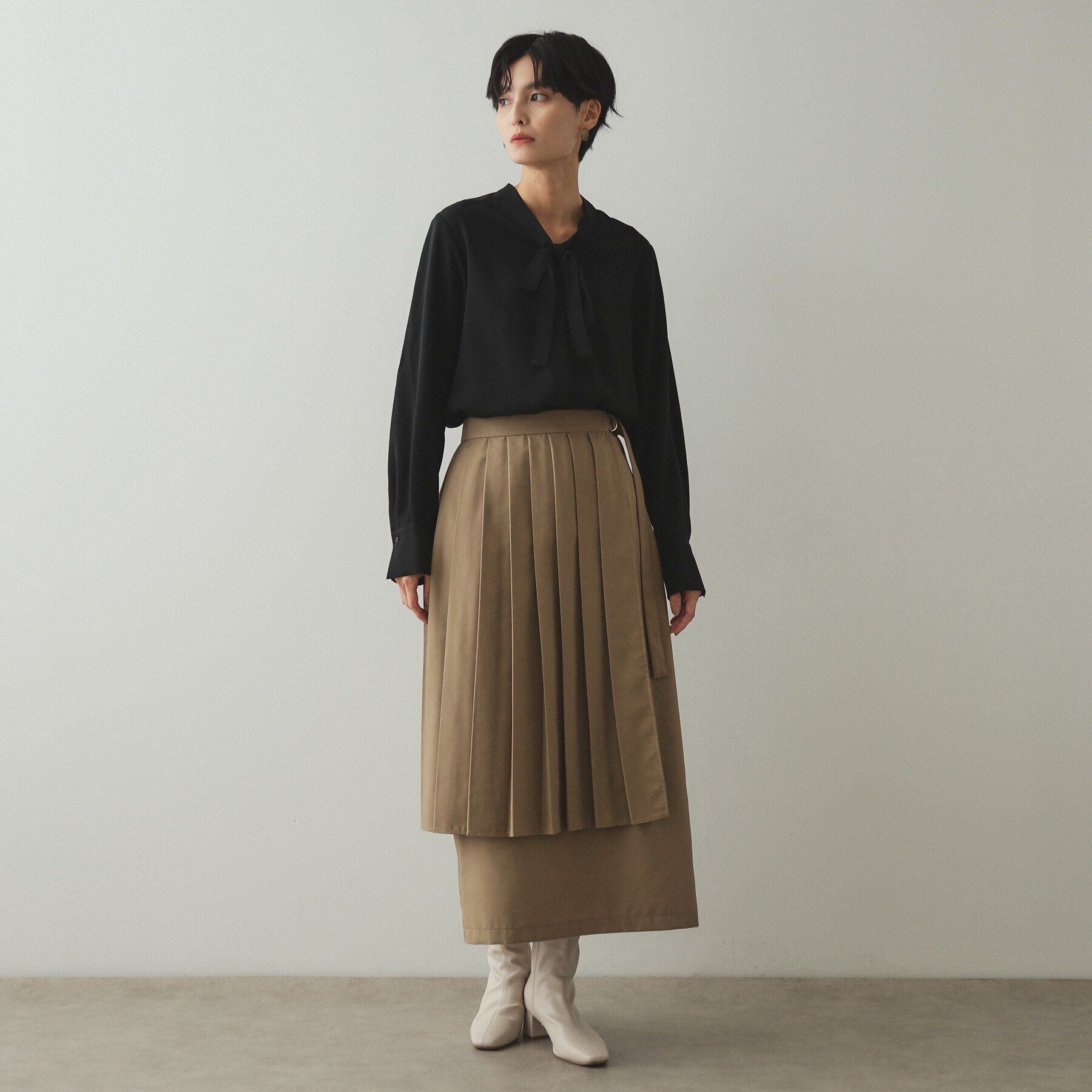 OPAQUE.CLIP「≪ツインセット≫プリーツラップ&times;ナロースカート【洗濯機洗い可】」|スカート|