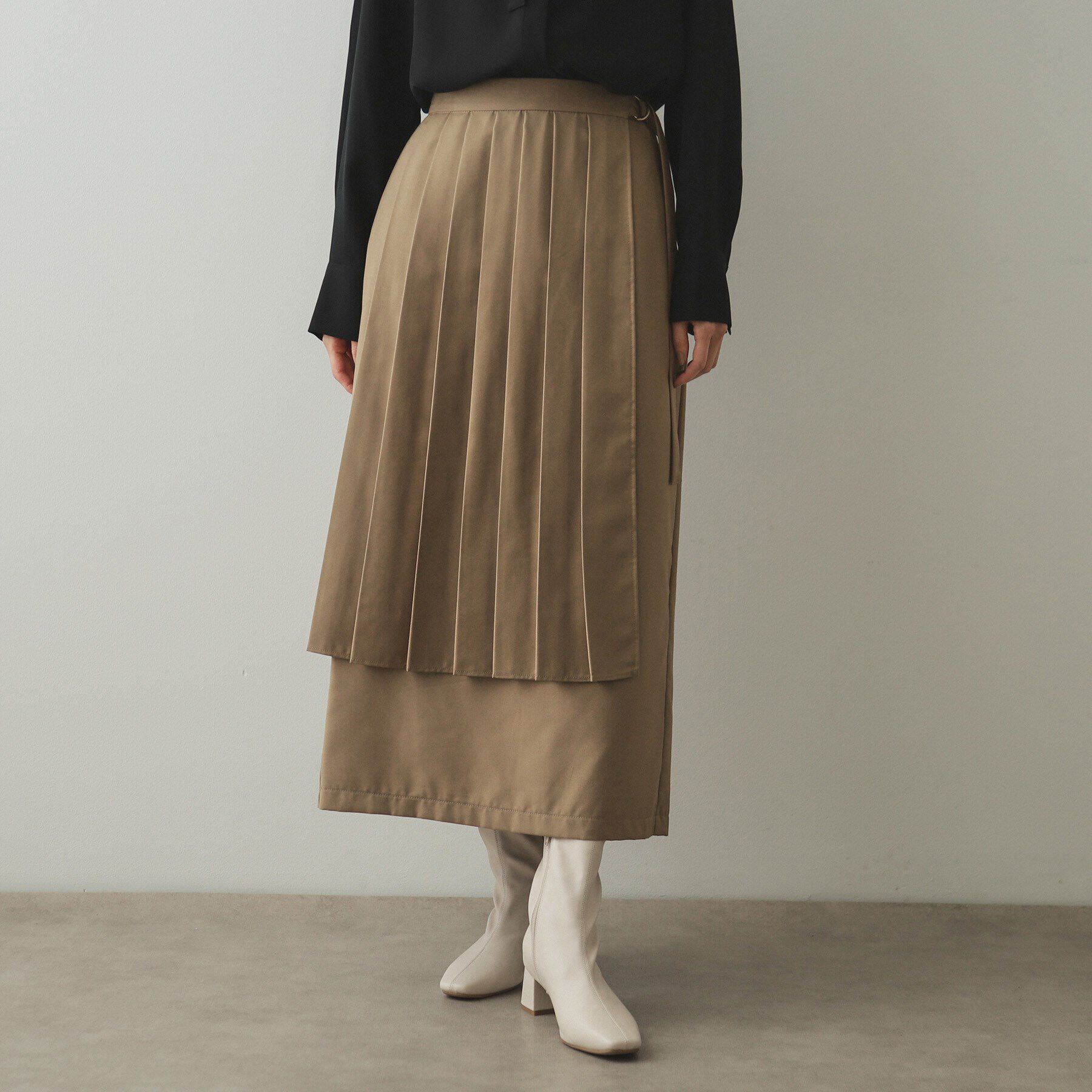 OPAQUE.CLIP「≪ツインセット≫プリーツラップ&times;ナロースカート【洗濯機洗い可】」|スカート|