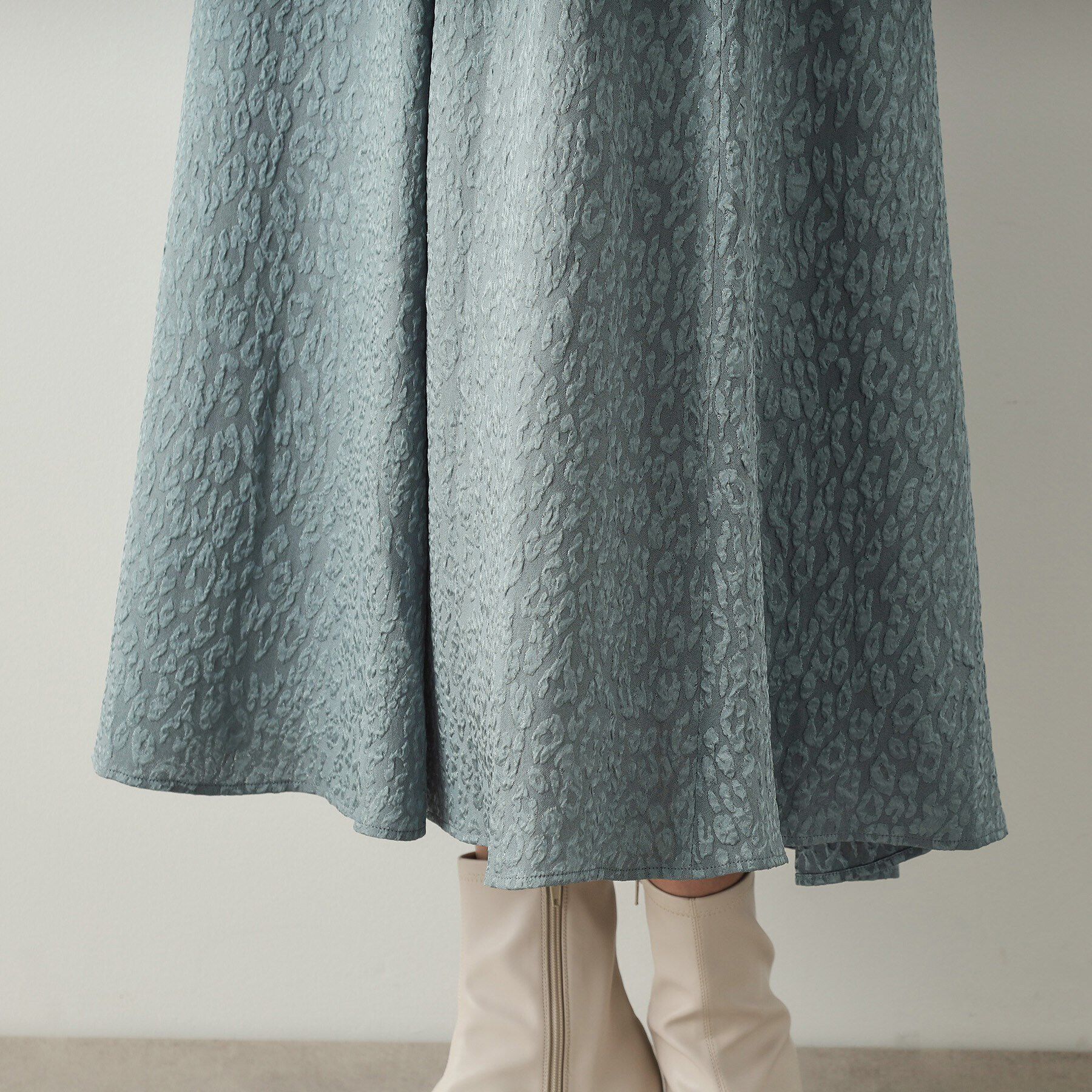 OPAQUE.CLIP「《美人百花掲載》レオパードジャカード フレアスカート【洗濯機洗い可】」|スカート|