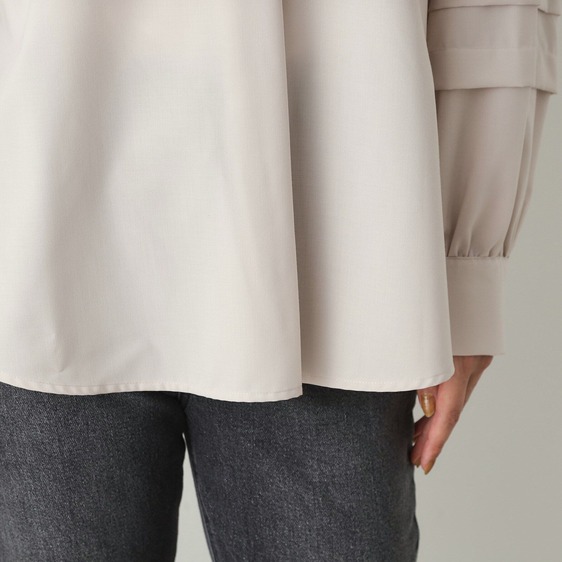 OPAQUE.CLIP「タックスリーブ スキッパーシャツ【洗濯機洗い可】」|シャツ・ブラウス|