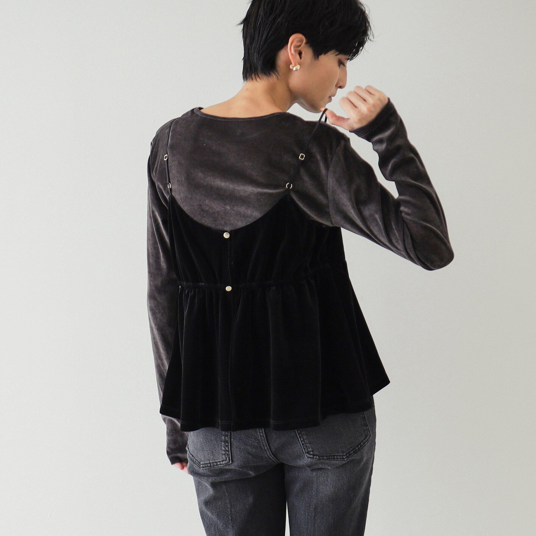 OPAQUE.CLIP「《美人百花掲載》ベロアキャミブラウス/セットアップ対応【洗濯機洗い可】」|キャミソール|