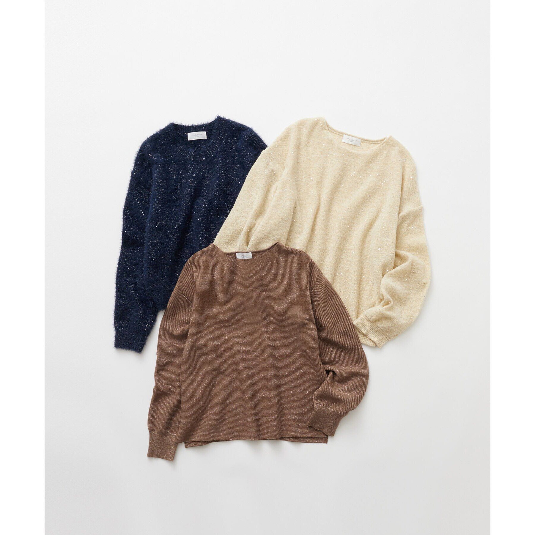 OPAQUE.CLIP「スパンコールラメ ボートネックニット【洗濯機洗い可】」|ニット・セーター|