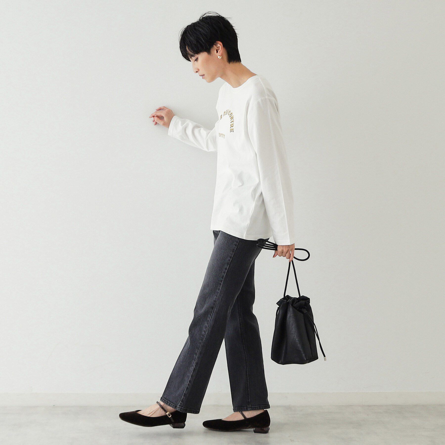 OPAQUE.CLIP「《STORY掲載》ロゴプリントロングTシャツ【洗濯機洗い可】」|Tシャツ・カットソー|