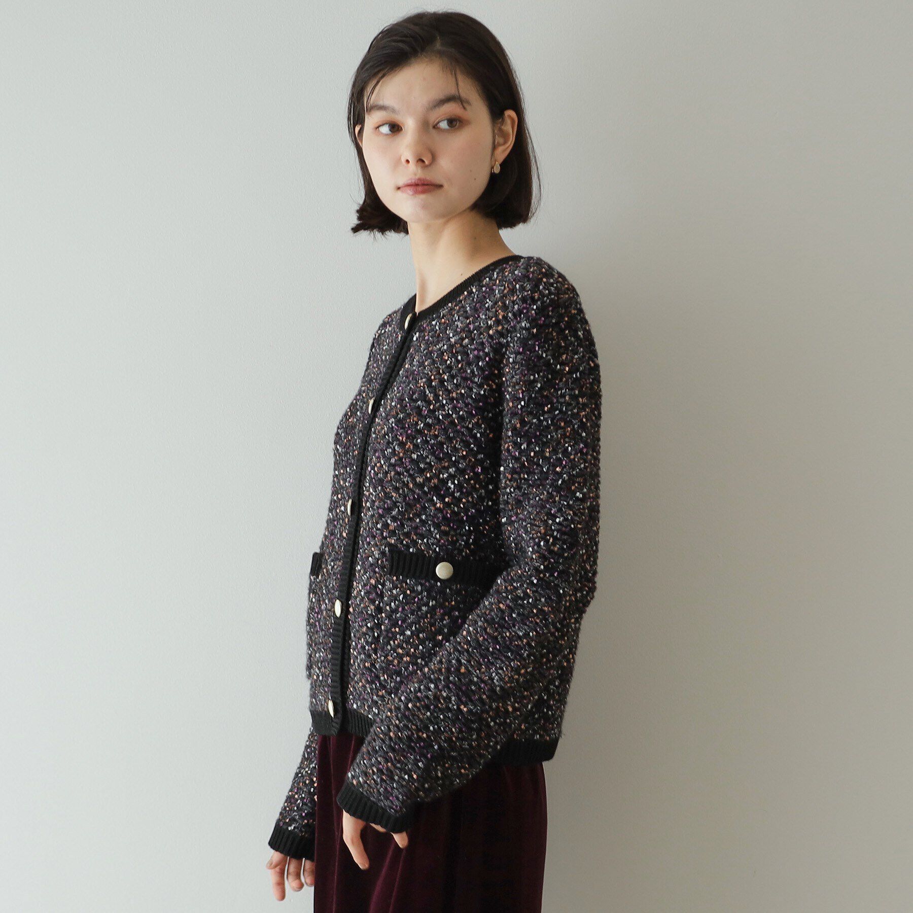 OPAQUE.CLIP「MIXツイード調ニットカーディガン【洗濯機洗い可】」|カーディガン|