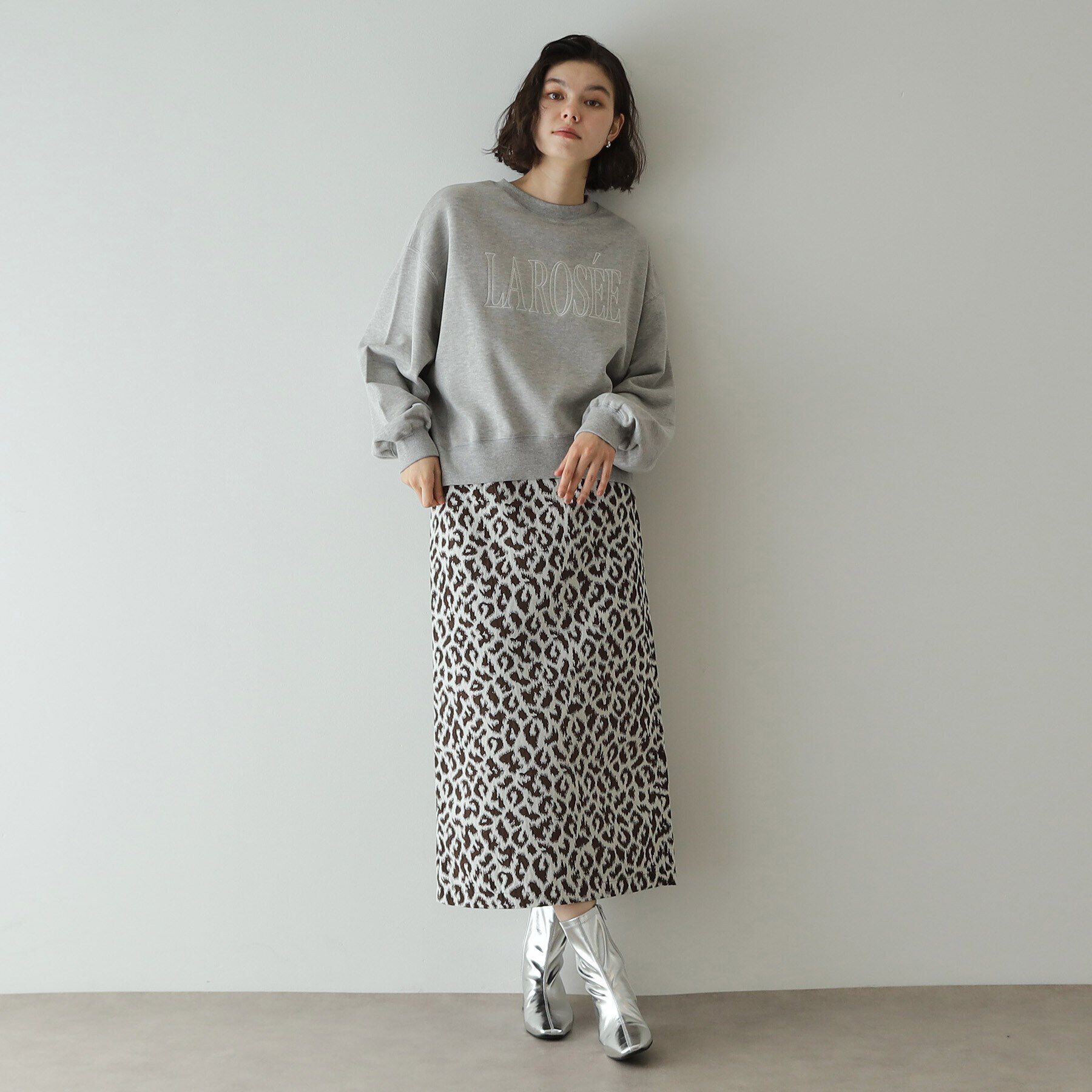 OPAQUE.CLIP「レオパードジャカード ナロースカート【洗濯機洗い可】」|スカート|