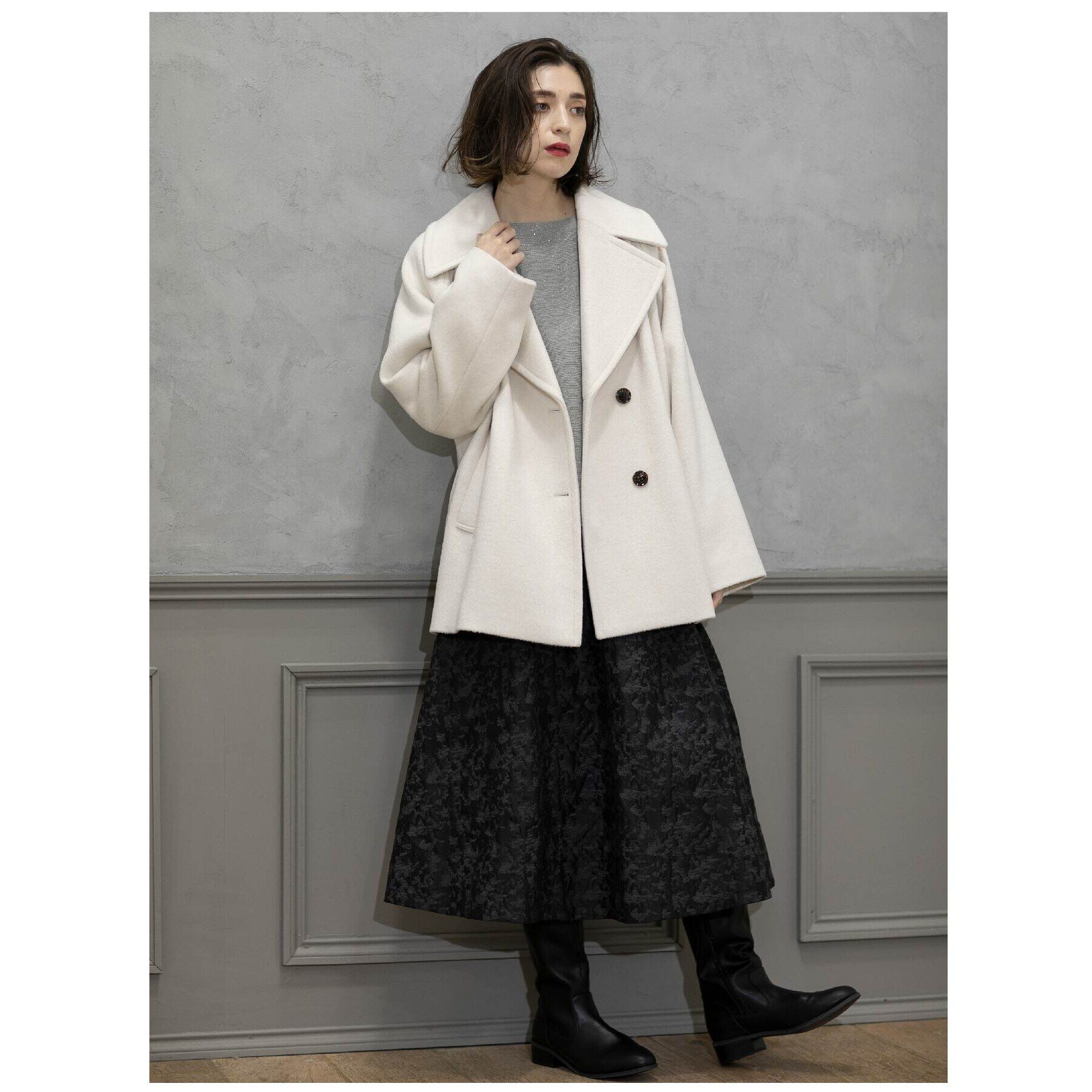 OPAQUE.CLIP「《S-LLsize》ウールカシミヤブレンド ミドルピーコート」|ピーコート|