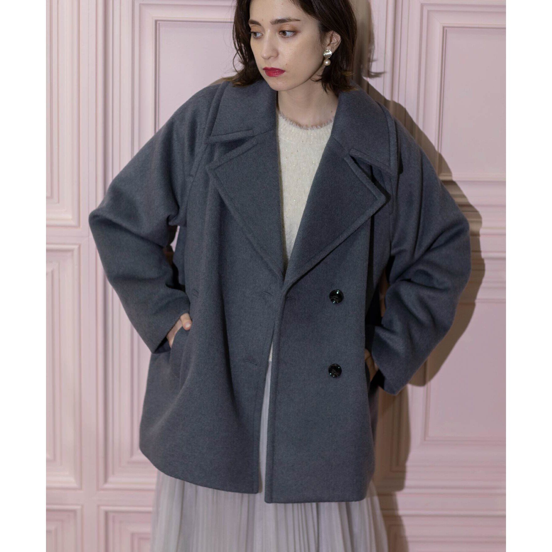 OPAQUE.CLIP「《S-LLsize》ウールカシミヤブレンド ミドルピーコート」|ピーコート|